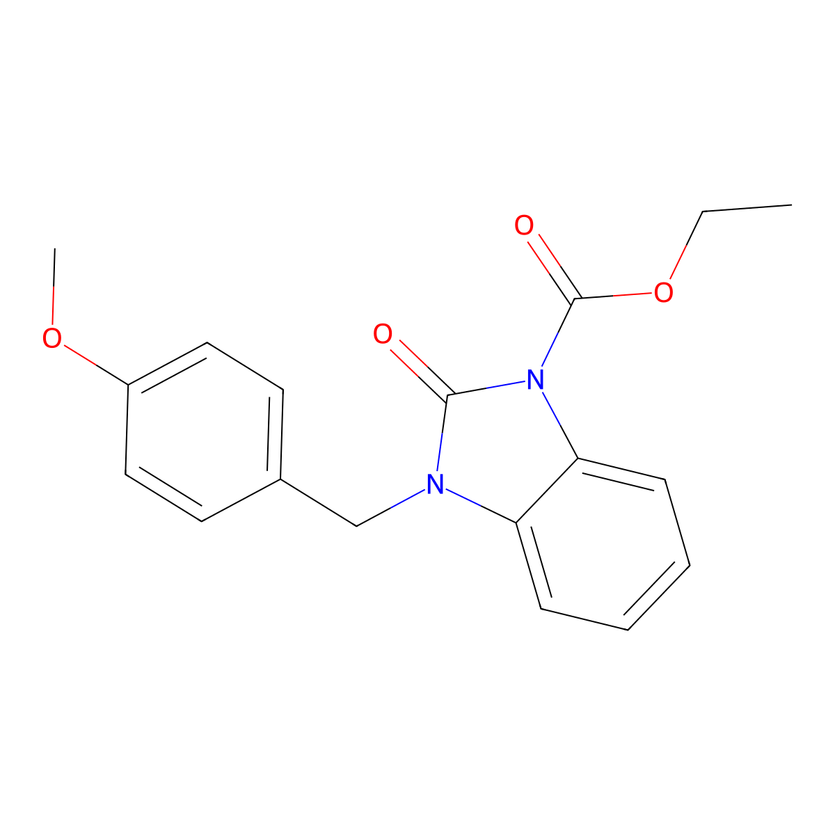 ethyl 3-(4-methoxybenzyl)-2-oxo-2,3-dihydro-1H-1,3-benzimidazole-1-carboxylate molecular structure, CAS 339013-65-9