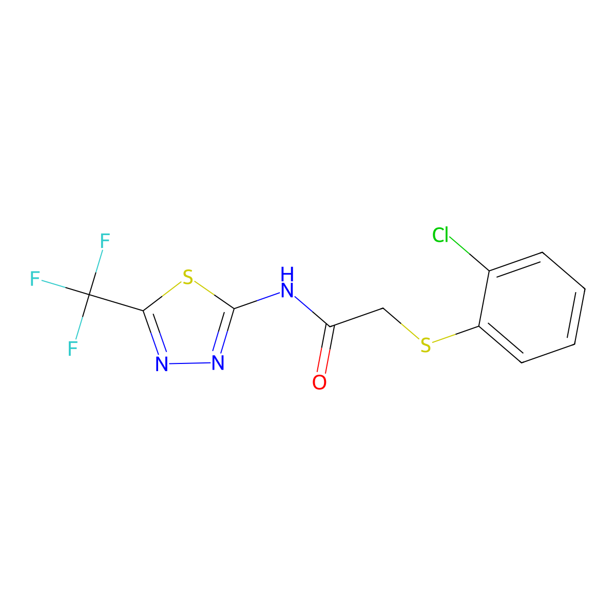 2-[(2-chlorophenyl)sulfanyl]-N-[5-(trifluoromethyl)-1,3,4-thiadiazol-2-yl]acetamide molecular structure, CAS 339013-82-0