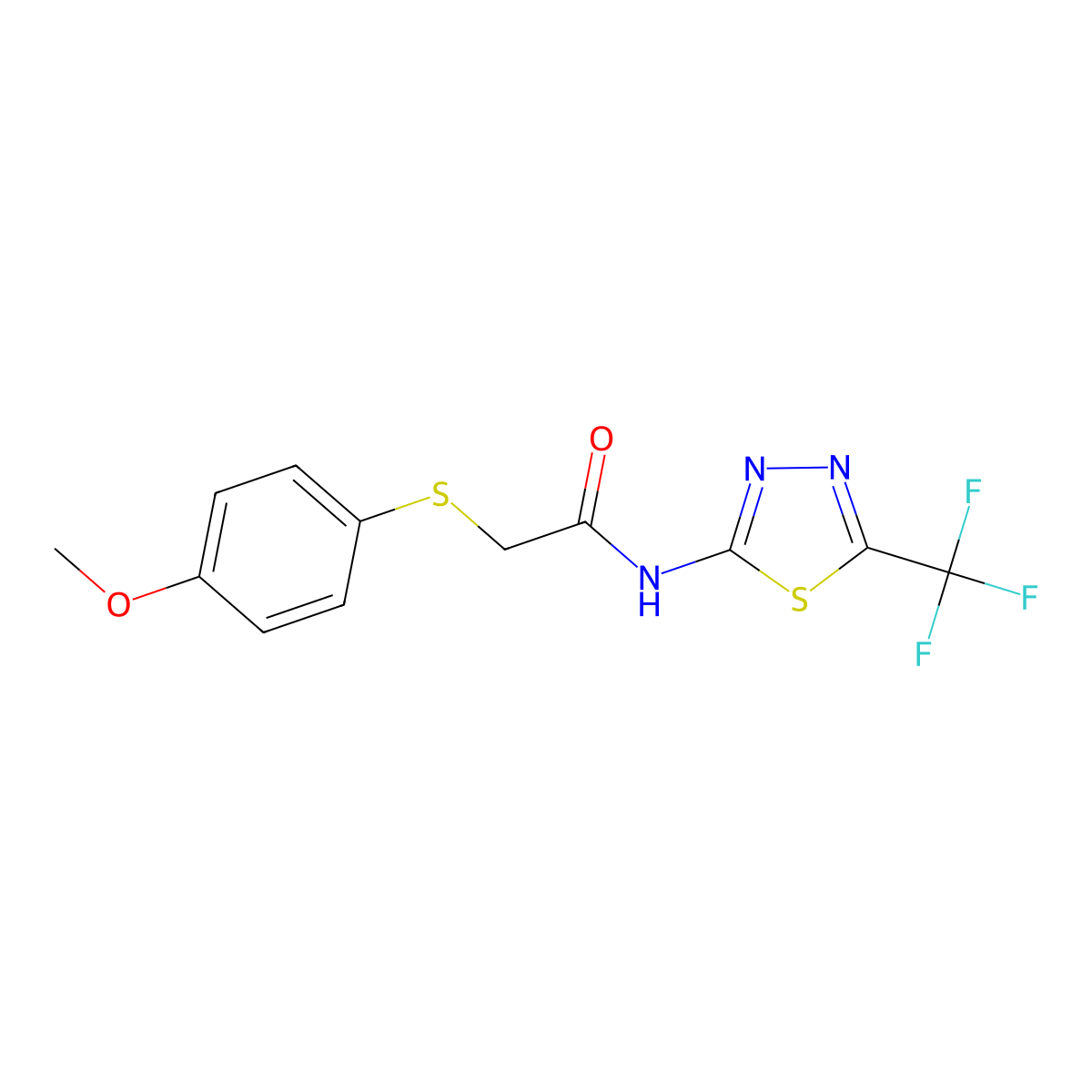 2-[(4-methoxyphenyl)sulfanyl]-N-[5-(trifluoromethyl)-1,3,4-thiadiazol-2-yl]acetamide molecular structure, CAS 339013-83-1