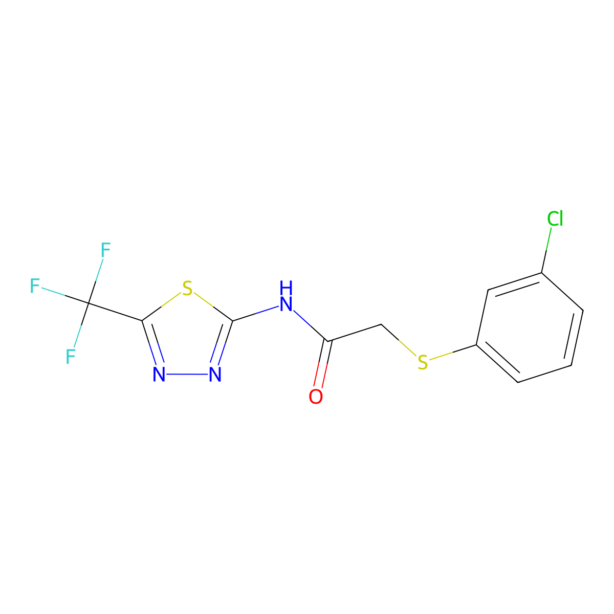 2-[(3-chlorophenyl)sulfanyl]-N-[5-(trifluoromethyl)-1,3,4-thiadiazol-2-yl]acetamide molecular structure, CAS 339013-85-3