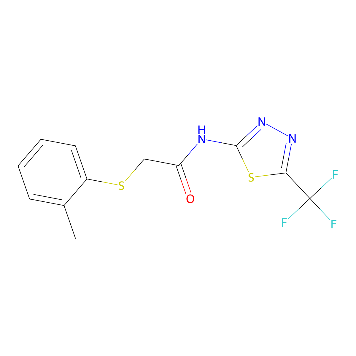 2-[(2-methylphenyl)sulfanyl]-N-[5-(trifluoromethyl)-1,3,4-thiadiazol-2-yl]acetamide molecular structure, CAS 339013-89-7