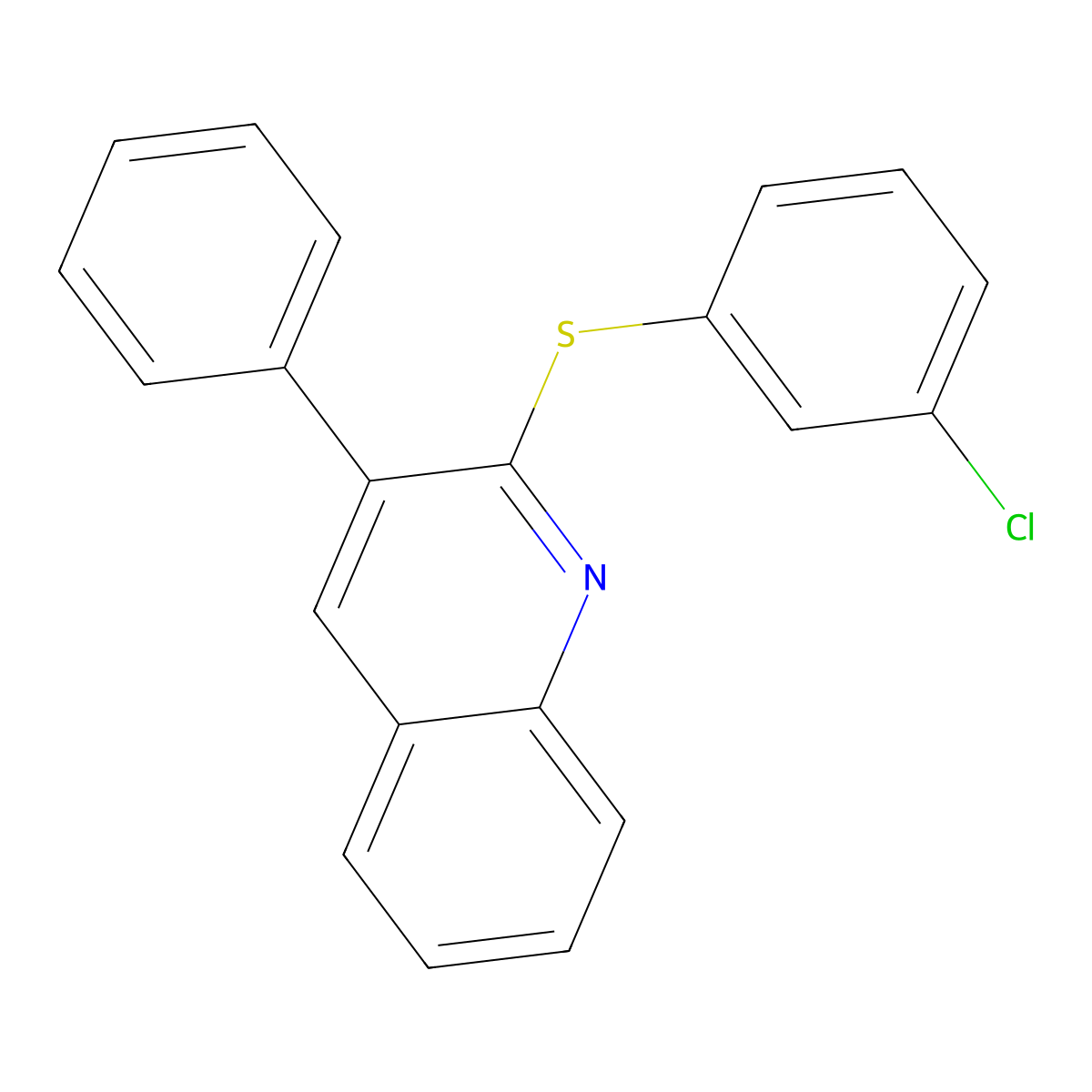 2-[(3-Chlorophenyl)sulfanyl]-3-phenylquinoline molecular structure, CAS 339013-94-4