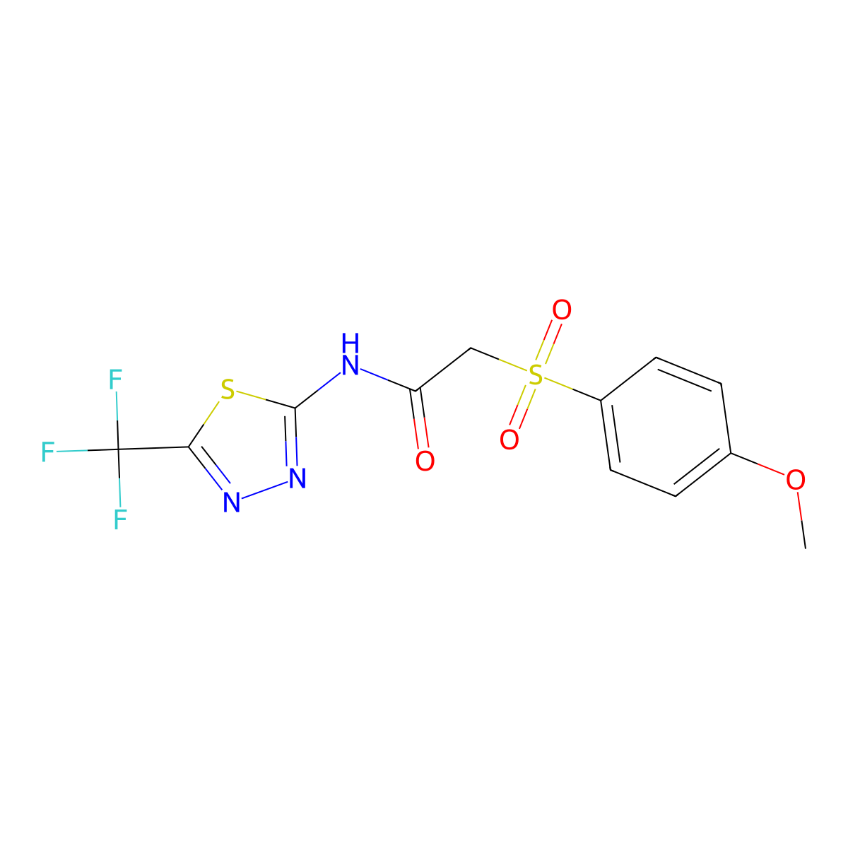 2-[(4-methoxyphenyl)sulfonyl]-N-[5-(trifluoromethyl)-1,3,4-thiadiazol-2-yl]acetamide molecular structure, CAS 339014-02-7
