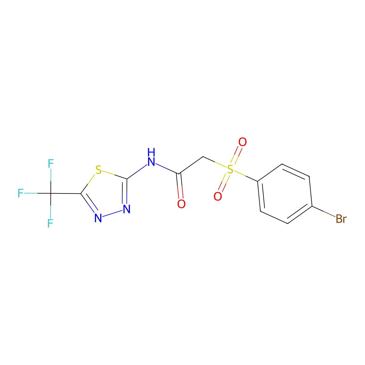 2-[(4-bromophenyl)sulfonyl]-N-[5-(trifluoromethyl)-1,3,4-thiadiazol-2-yl]acetamide molecular structure, CAS 339014-03-8