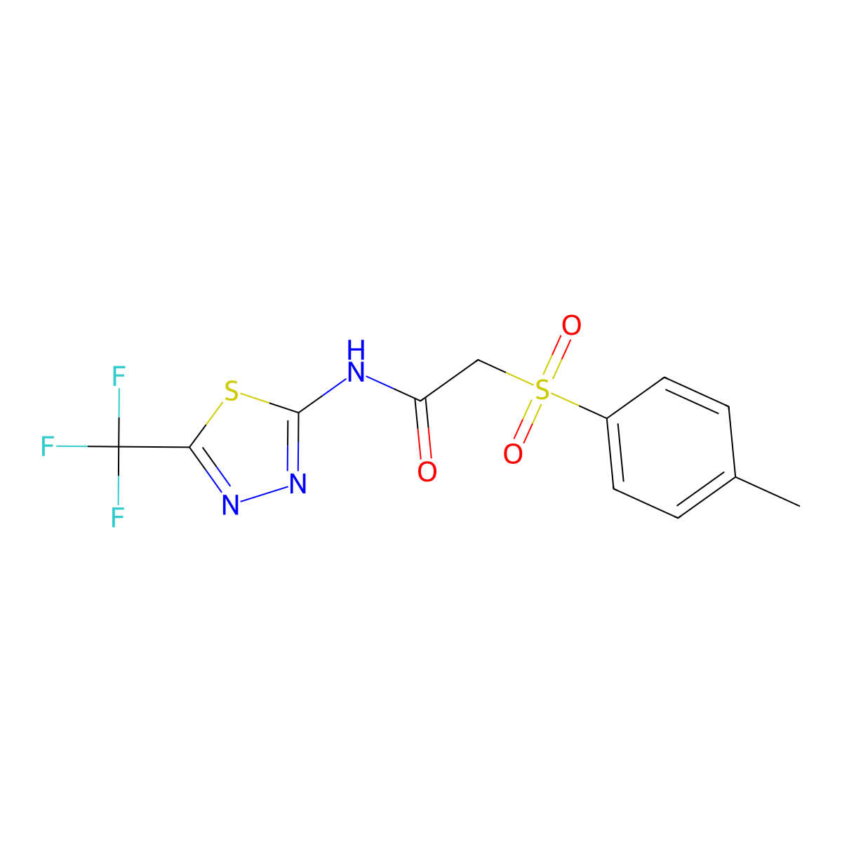 2-[(4-methylphenyl)sulfonyl]-N-[5-(trifluoromethyl)-1,3,4-thiadiazol-2-yl]acetamide molecular structure, CAS 339014-06-1