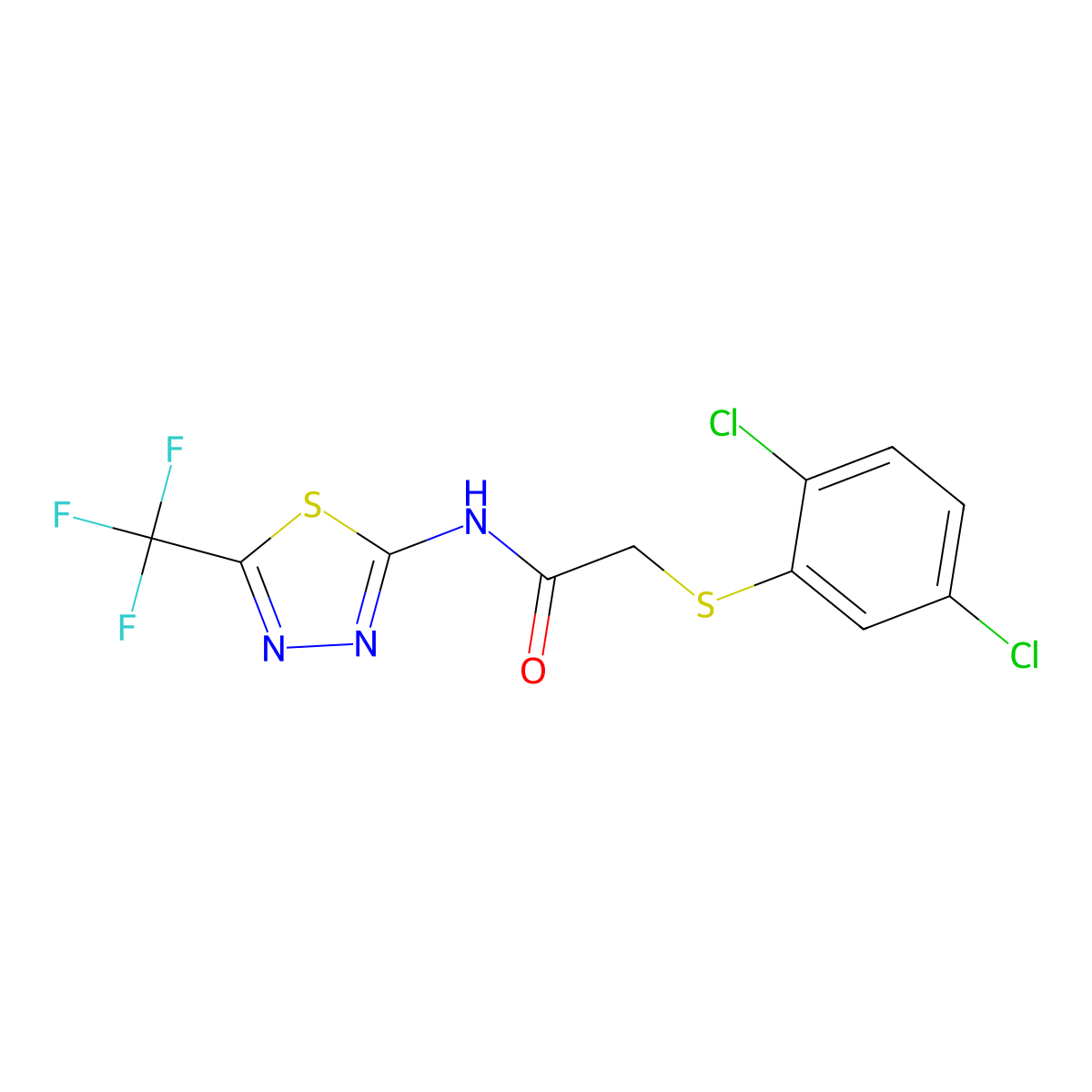 2-[(2,5-dichlorophenyl)sulfanyl]-N-[5-(trifluoromethyl)-1,3,4-thiadiazol-2-yl]acetamide molecular structure, CAS 339014-08-3