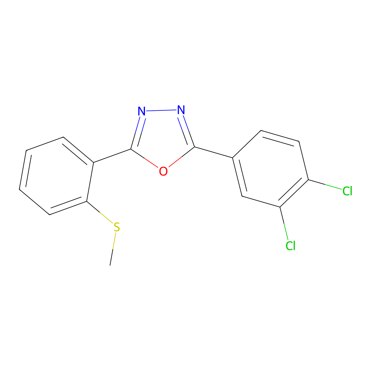 2-[5-(3,4-Dichlorophenyl)-1,3,4-oxadiazol-2-yl]phenyl methyl sulfide molecular structure, CAS 339014-10-7