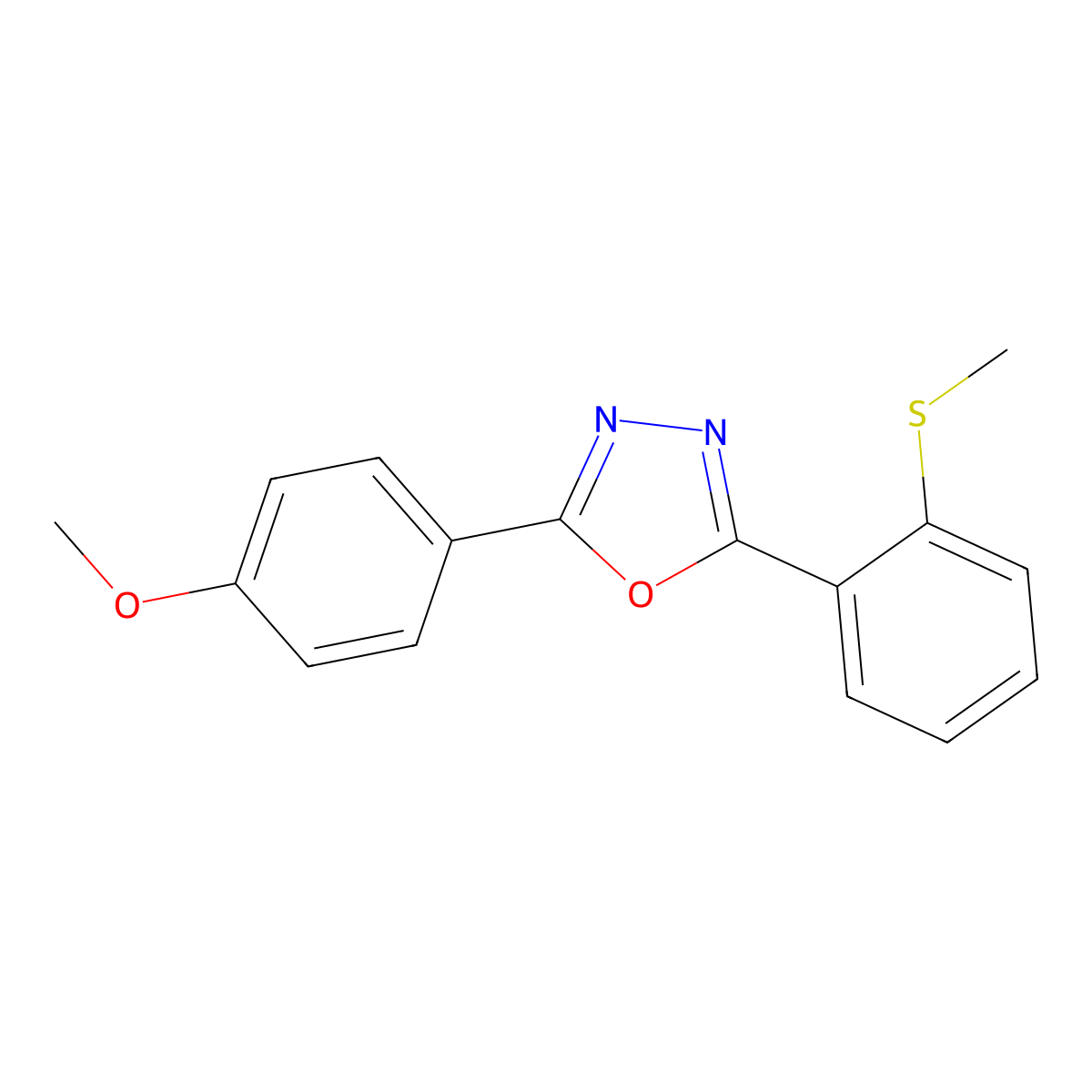 2-(4-Methoxyphenyl)-5-[2-(methylsulfanyl)phenyl]-1,3,4-oxadiazole molecular structure, CAS 339014-12-9