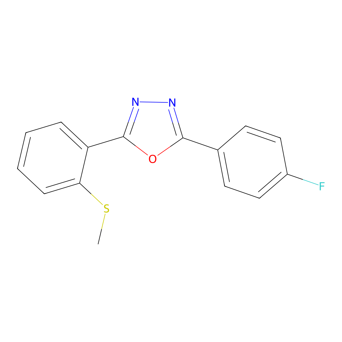 2-(4-Fluorophenyl)-5-[2-(methylsulfanyl)phenyl]-1,3,4-oxadiazole molecular structure, CAS 339014-14-1