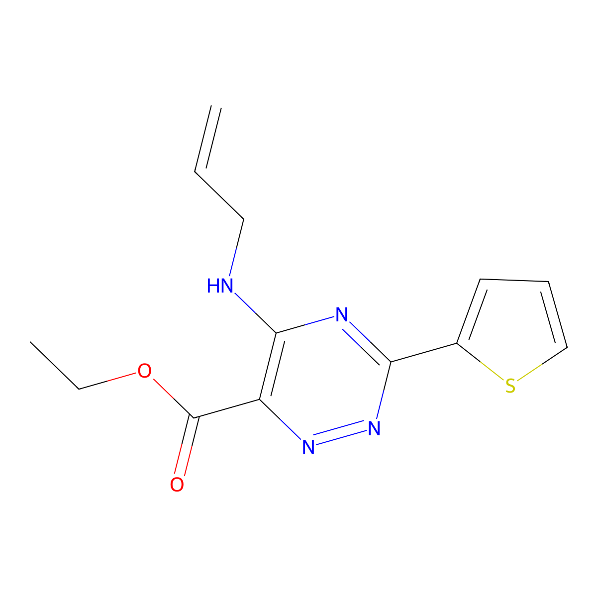 Ethyl 5-(allylamino)-3-(2-thienyl)-1,2,4-triazine-6-carboxylate molecular structure, CAS 339014-23-2
