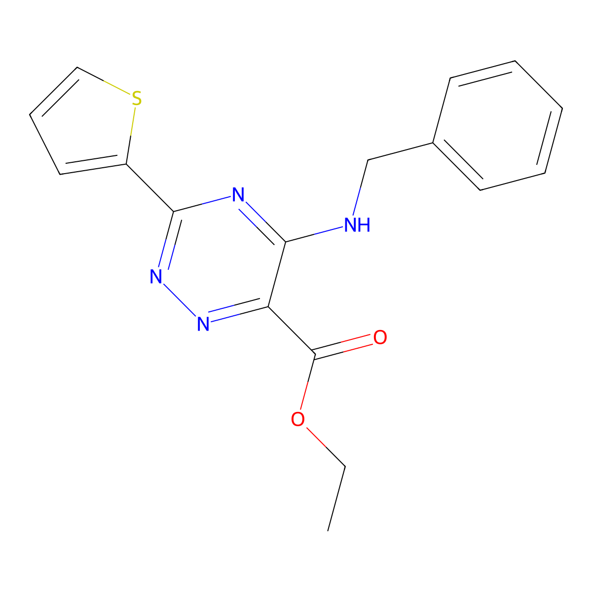 Ethyl 5-(benzylamino)-3-(2-thienyl)-1,2,4-triazine-6-carboxylate molecular structure, CAS 339014-25-4