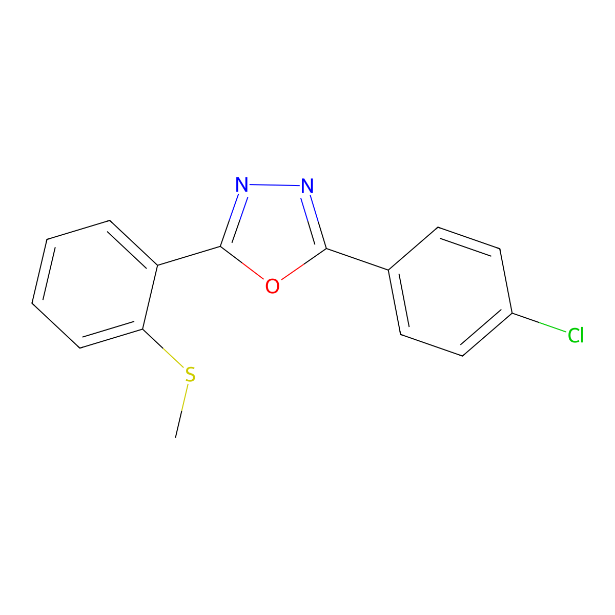 2-(4-Chlorophenyl)-5-[2-(methylsulfanyl)phenyl]-1,3,4-oxadiazole molecular structure, CAS 339014-28-7