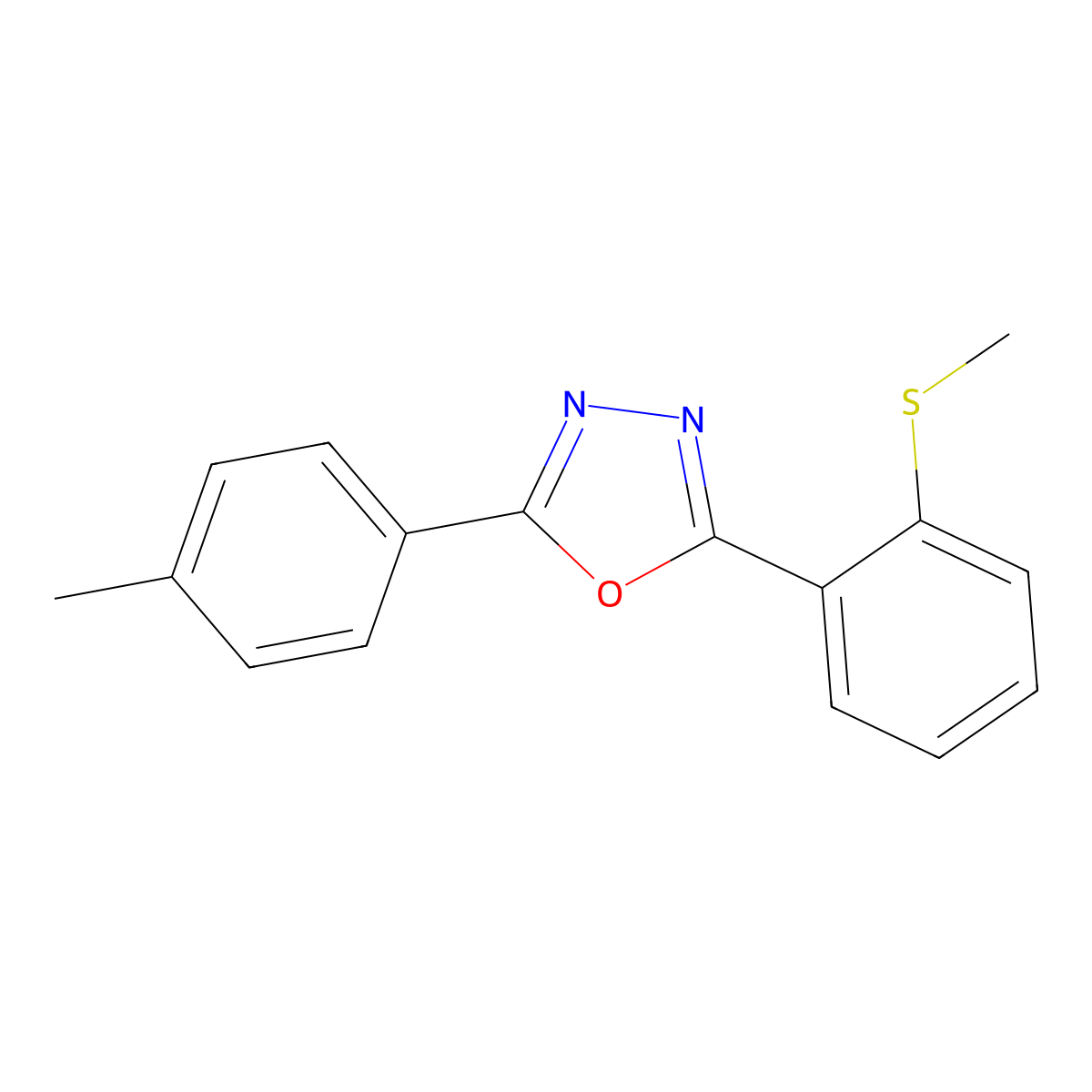 2-(4-Methylphenyl)-5-[2-(methylsulfanyl)phenyl]-1,3,4-oxadiazole molecular structure, CAS 339014-30-1