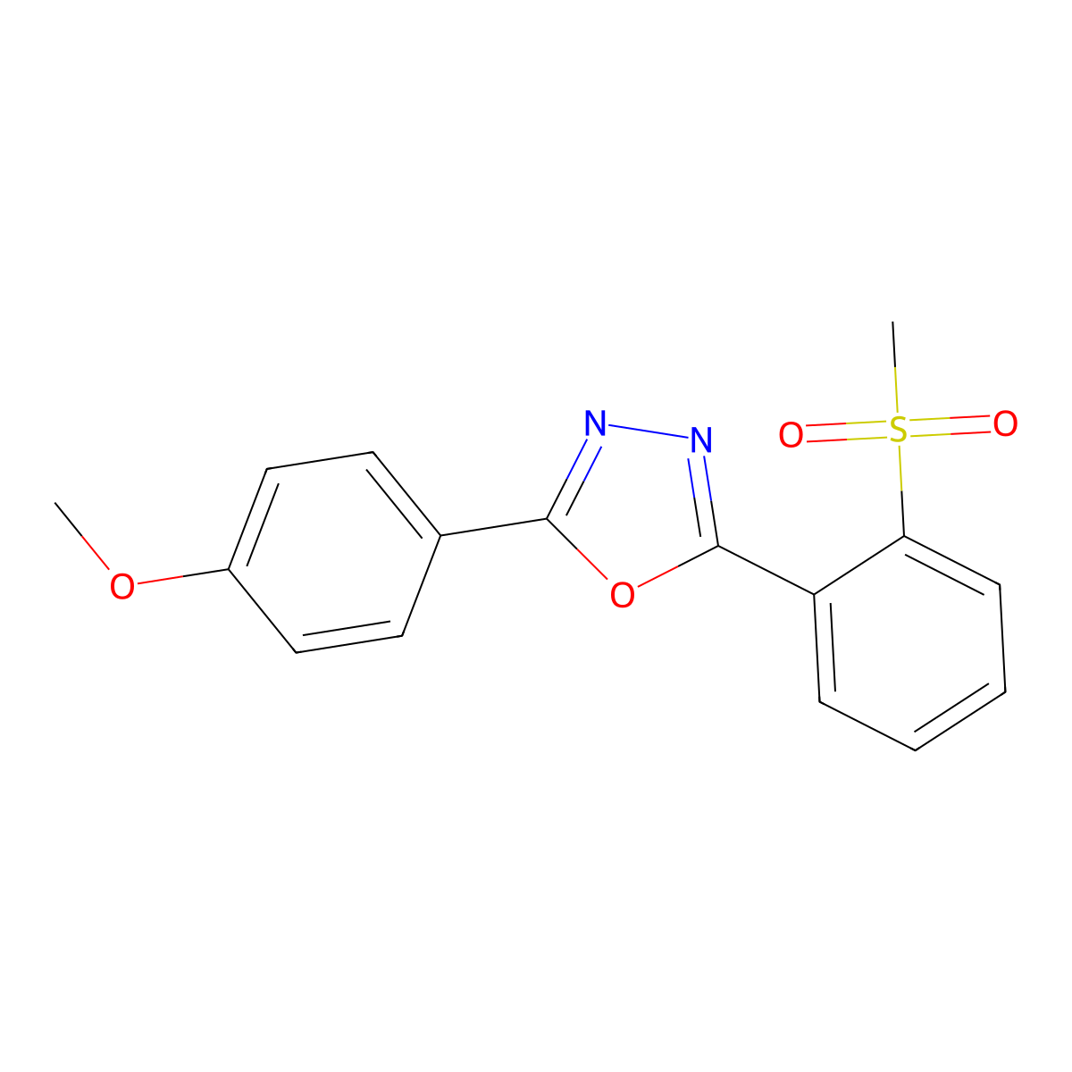 2-(4-Methoxyphenyl)-5-[2-(methylsulfonyl)phenyl]-1,3,4-oxadiazole molecular structure, CAS 339014-36-7