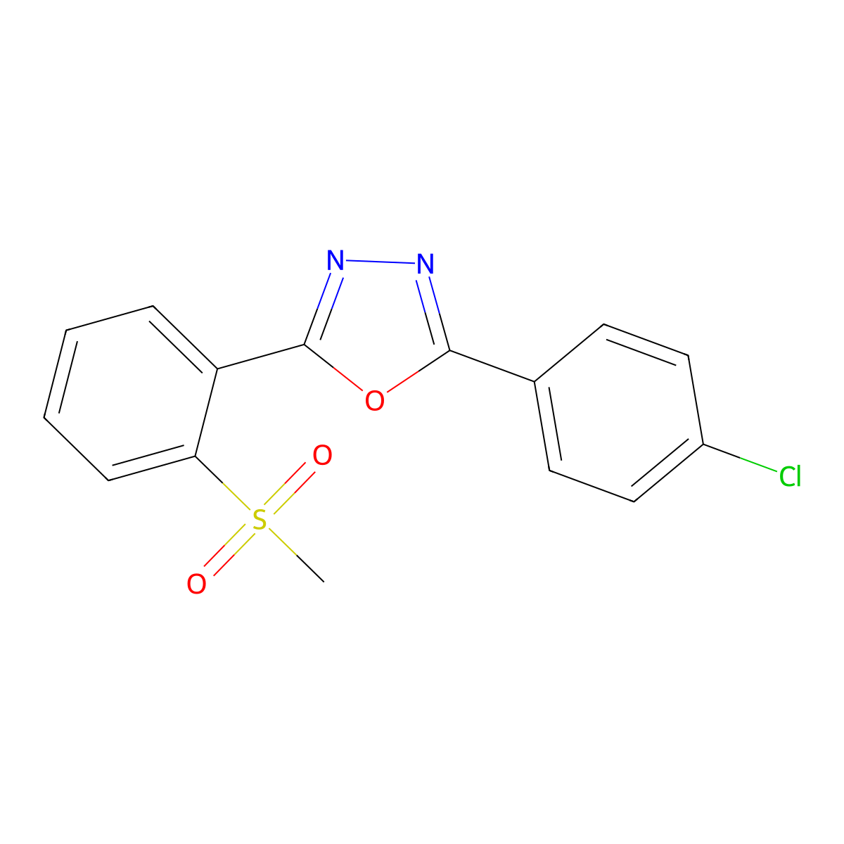2-(4-Chlorophenyl)-5-[2-(methylsulfonyl)phenyl]-1,3,4-oxadiazole molecular structure, CAS 339014-38-9