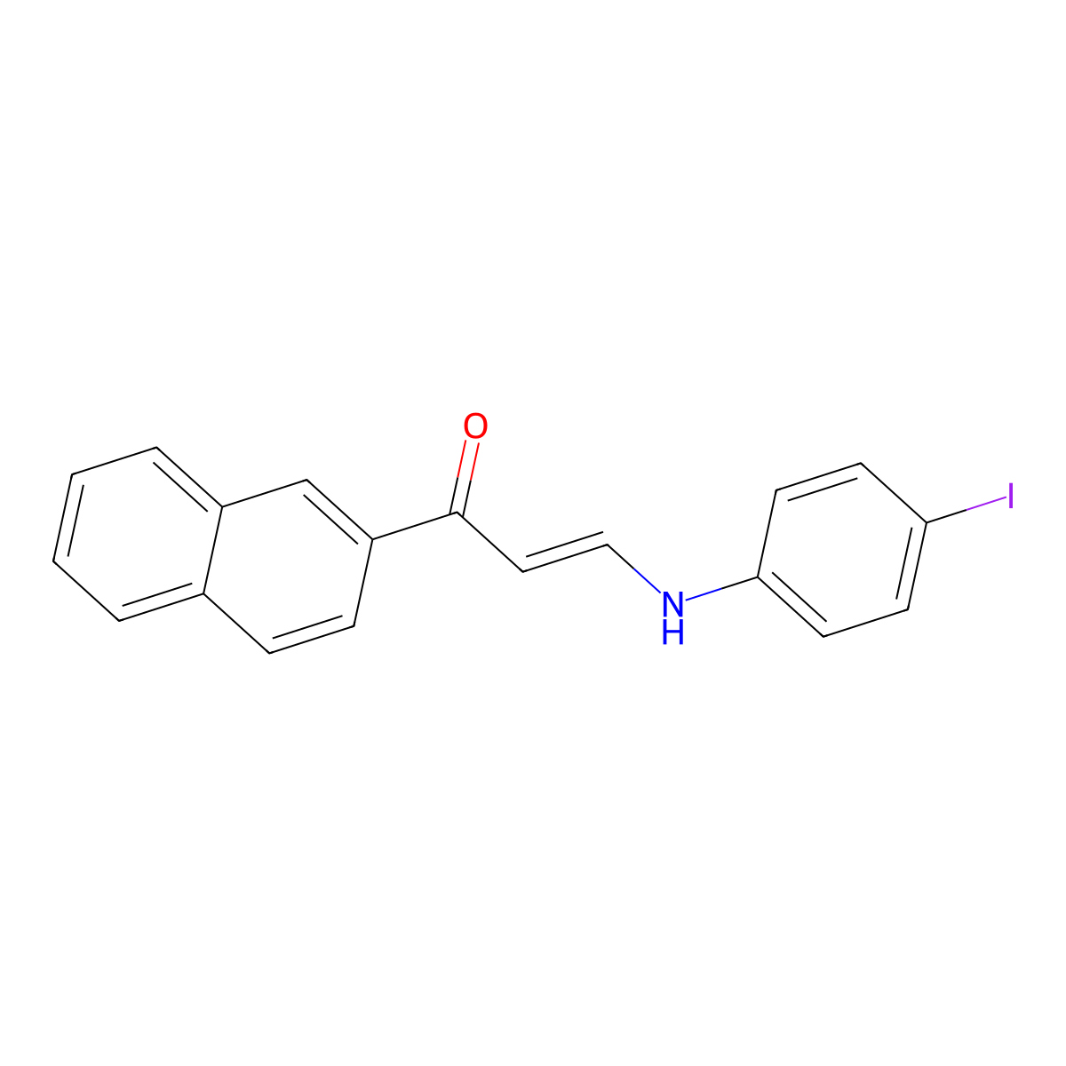(2E)-3-[(4-iodophenyl)amino]-1-(naphthalen-2-yl)prop-2-en-1-one molecular structure, CAS 339014-57-2