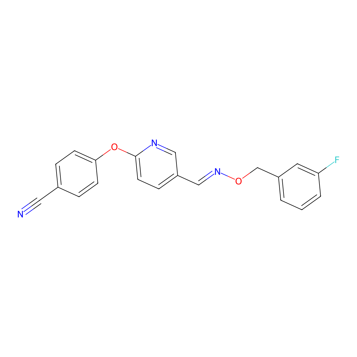 4-({5-[(1E)-{[(3-fluorophenyl)methoxy]imino}methyl]pyridin-2-yl}oxy)benzonitrile molecular structure, CAS 339014-82-3