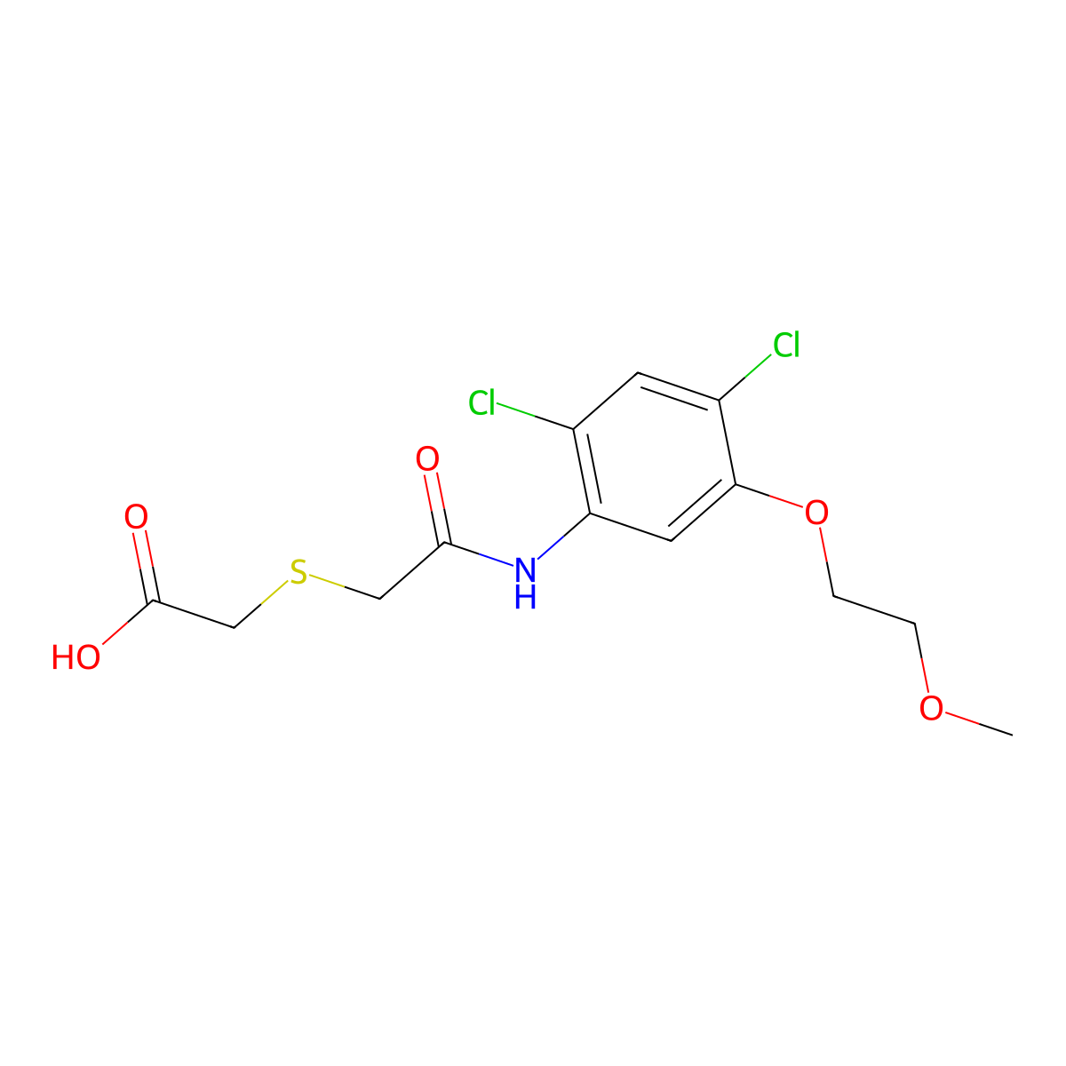 2-({2-[2,4-Dichloro-5-(2-methoxyethoxy)anilino]-2-oxoethyl}sulfanyl)acetic acid molecular structure, CAS 339014-95-8