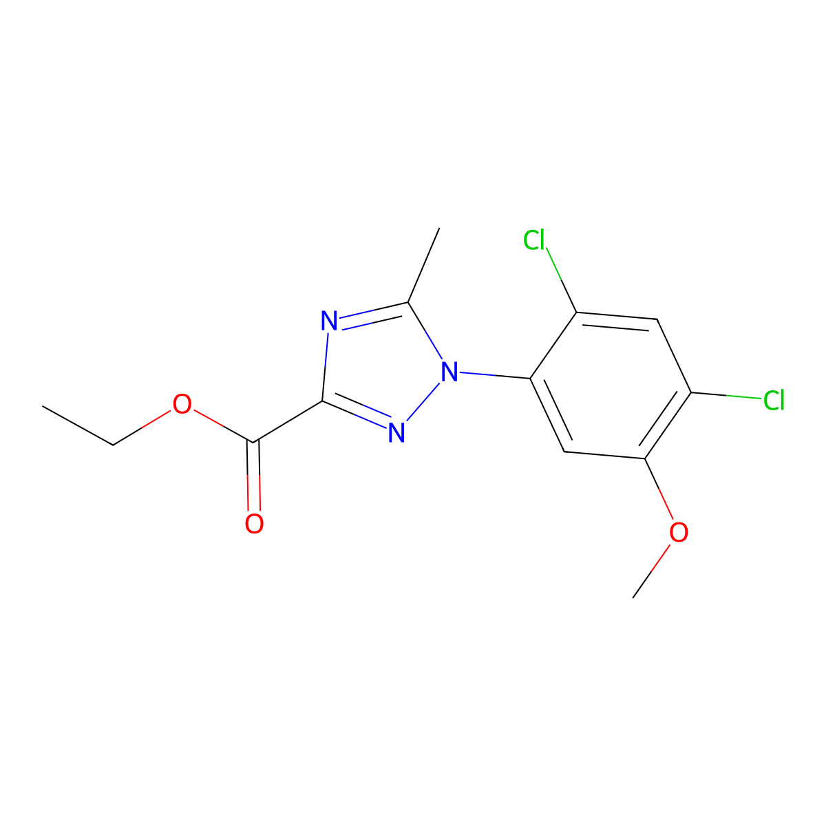 ethyl 1-(2,4-dichloro-5-methoxyphenyl)-5-methyl-1H-1,2,4-triazole-3-carboxylate molecular structure, CAS 339015-09-7