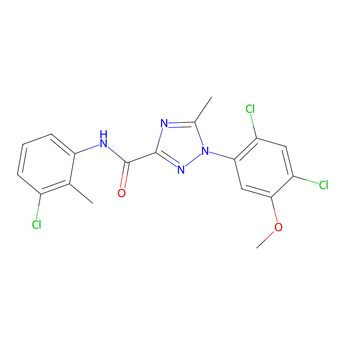 N-(3-chloro-2-methylphenyl)-1-(2,4-dichloro-5-methoxyphenyl)-5-methyl-1H-1,2,4-triazole-3-carboxamide molecular structure, CAS 339015-12-2