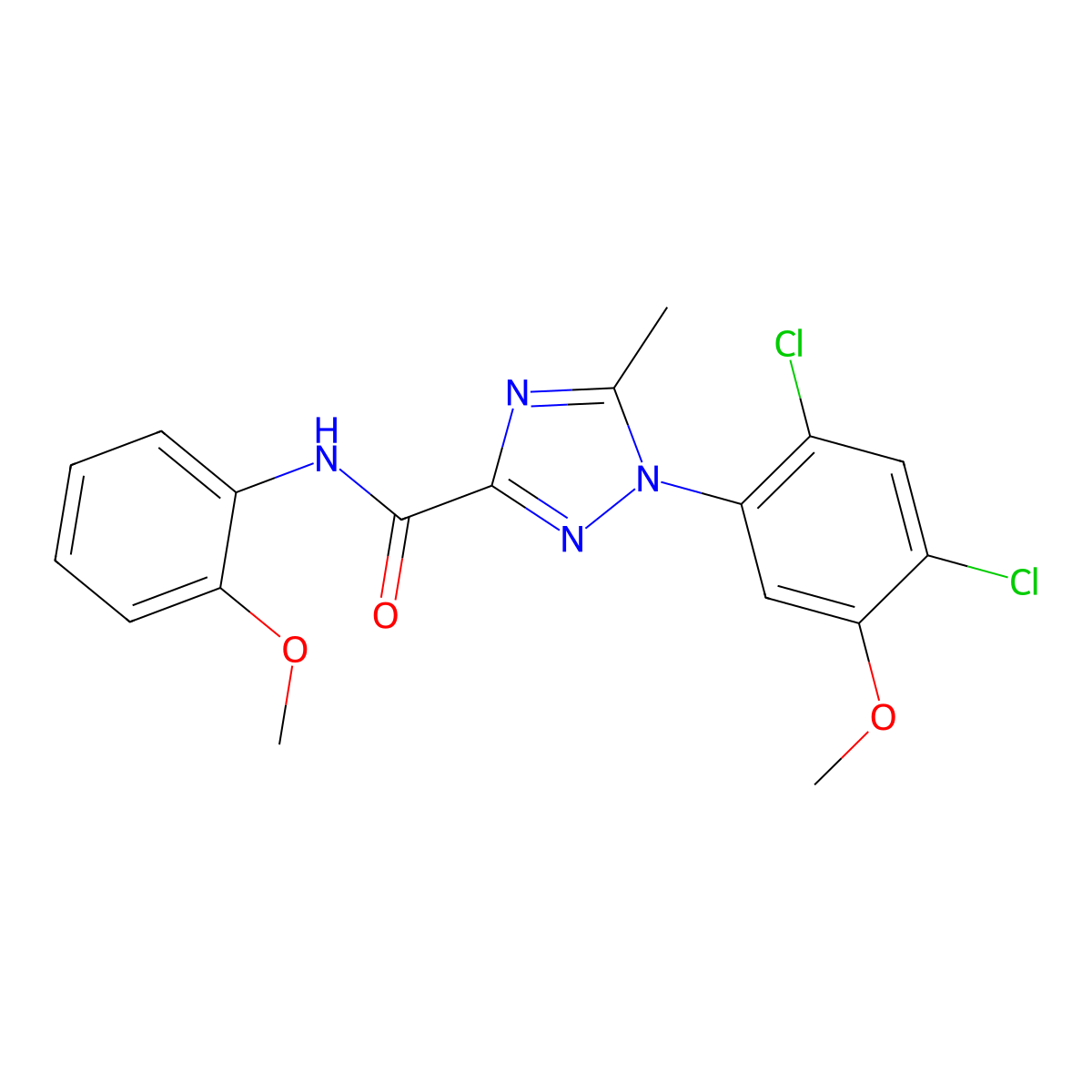1-(2,4-dichloro-5-methoxyphenyl)-N-(2-methoxyphenyl)-5-methyl-1H-1,2,4-triazole-3-carboxamide molecular structure, CAS 339015-13-3