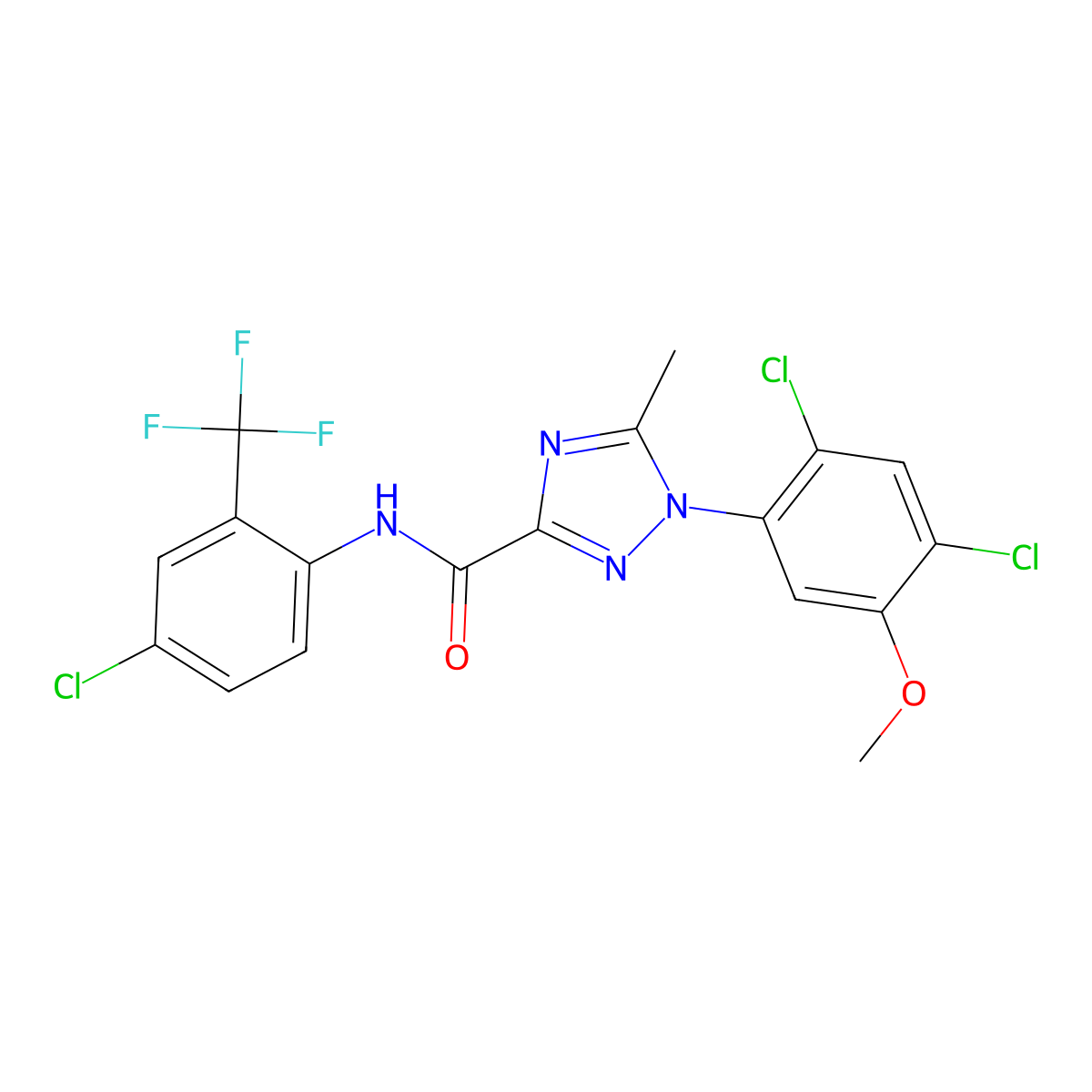 N-[4-chloro-2-(trifluoromethyl)phenyl]-1-(2,4-dichloro-5-methoxyphenyl)-5-methyl-1H-1,2,4-triazole-3-carboxamide molecular structure, CAS 339015-17-7