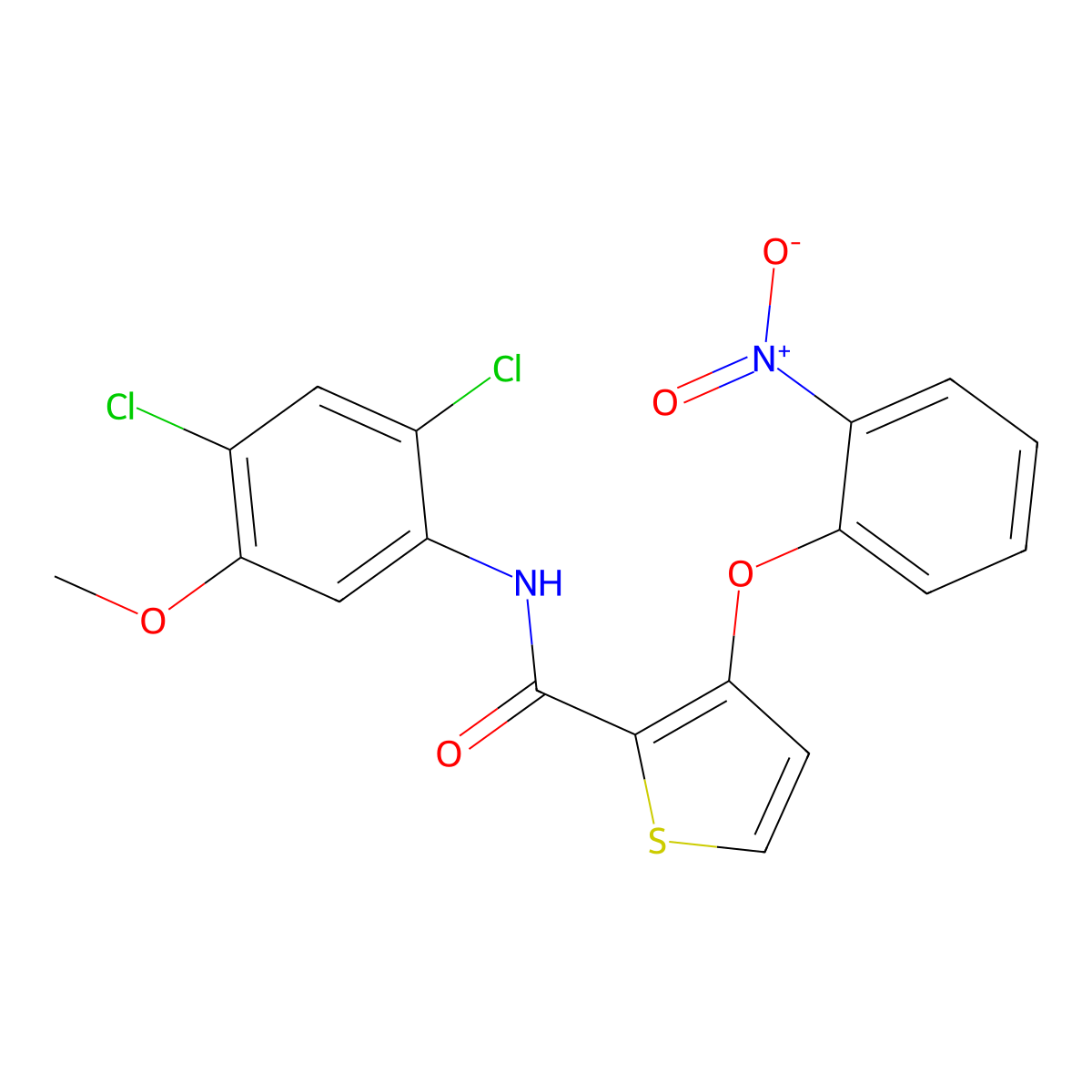N-(2,4-dichloro-5-methoxyphenyl)-3-(2-nitrophenoxy)thiophene-2-carboxamide molecular structure, CAS 339015-20-2