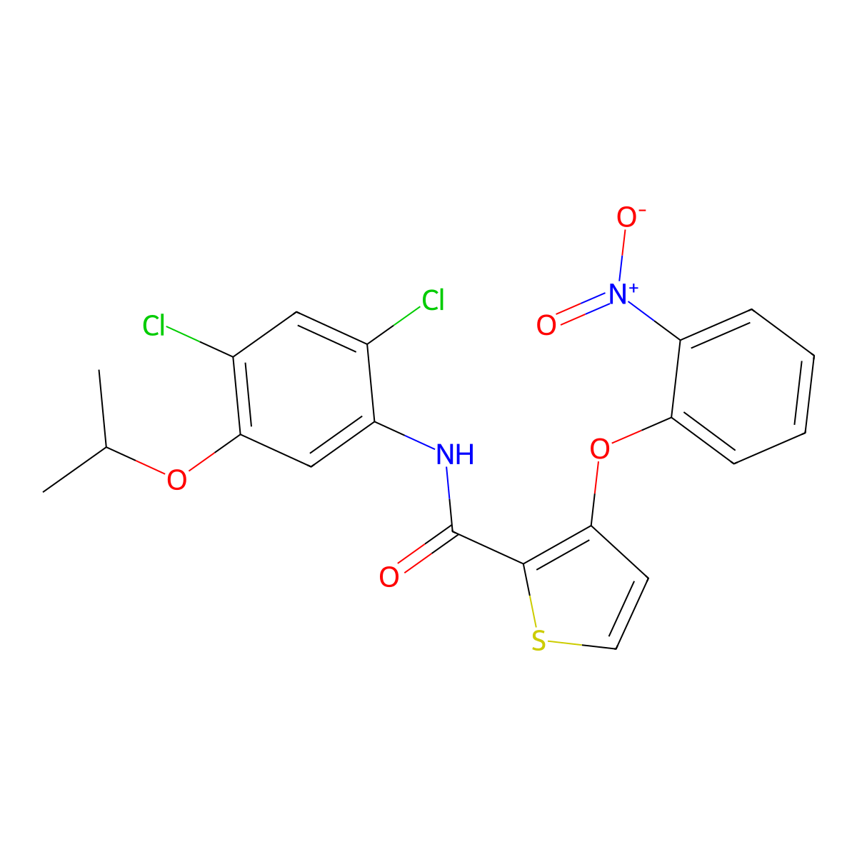 N-(2,4-dichloro-5-isopropoxyphenyl)-3-(2-nitrophenoxy)-2-thiophenecarboxamide molecular structure, CAS 339015-21-3