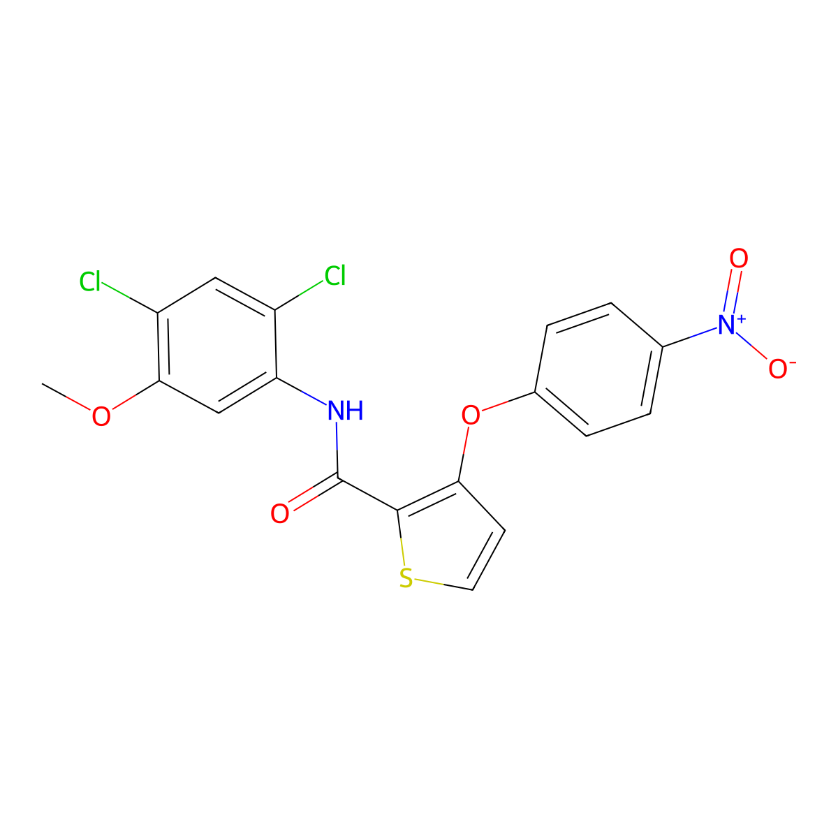 N-(2,4-dichloro-5-methoxyphenyl)-3-(4-nitrophenoxy)thiophene-2-carboxamide molecular structure, CAS 339015-25-7