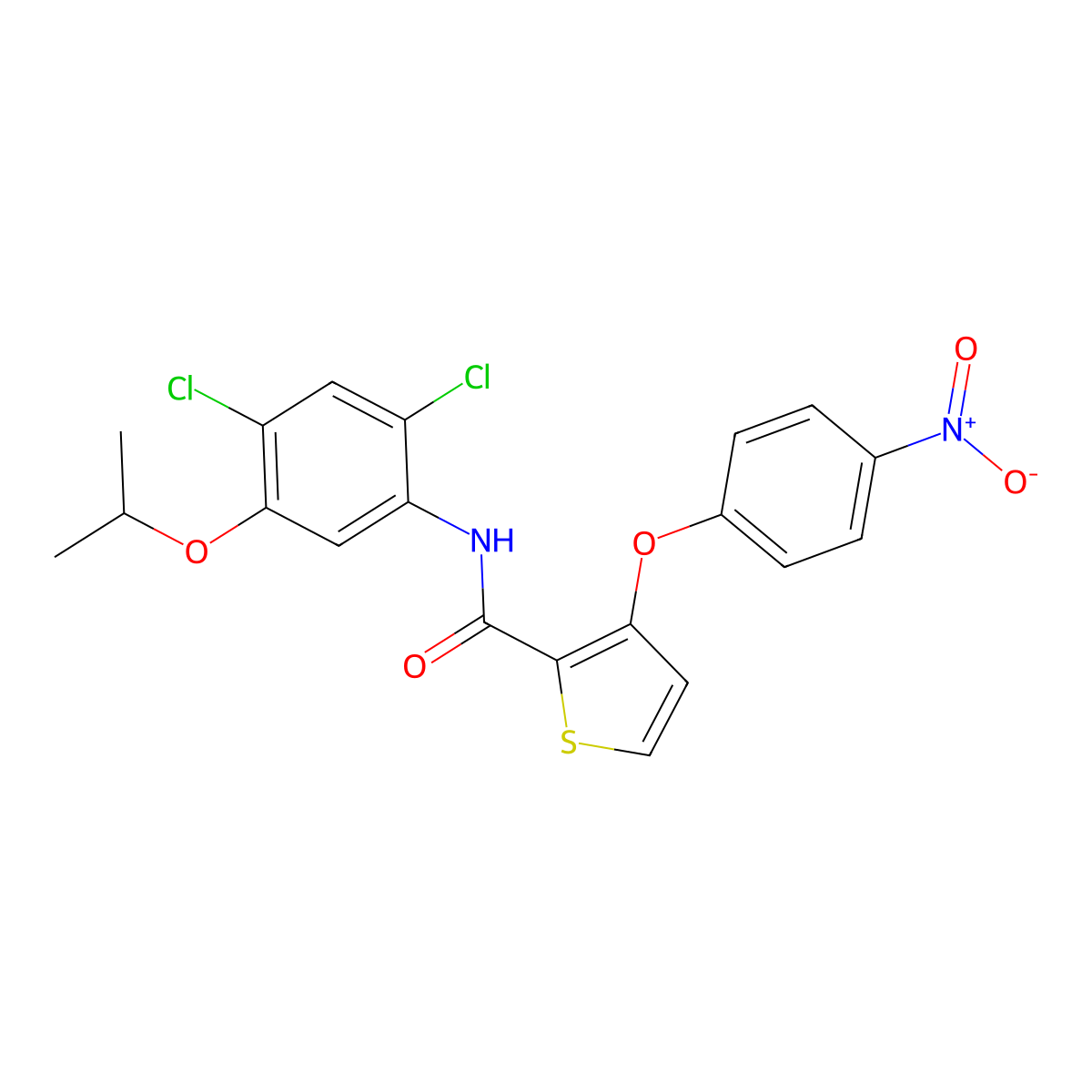 N-(2,4-dichloro-5-isopropoxyphenyl)-3-(4-nitrophenoxy)-2-thiophenecarboxamide molecular structure, CAS 339015-26-8