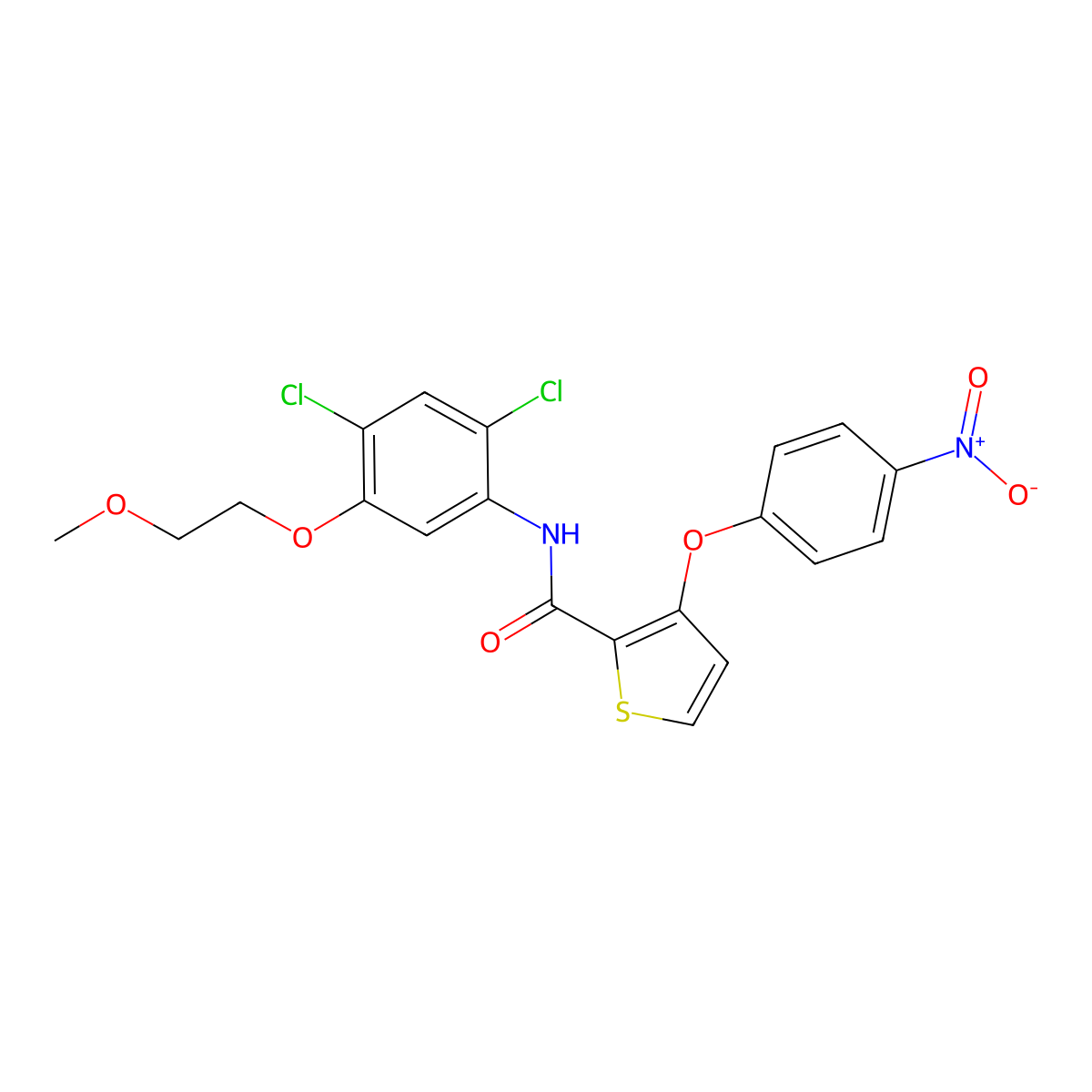 N-[2,4-dichloro-5-(2-methoxyethoxy)phenyl]-3-(4-nitrophenoxy)thiophene-2-carboxamide molecular structure, CAS 339015-29-1