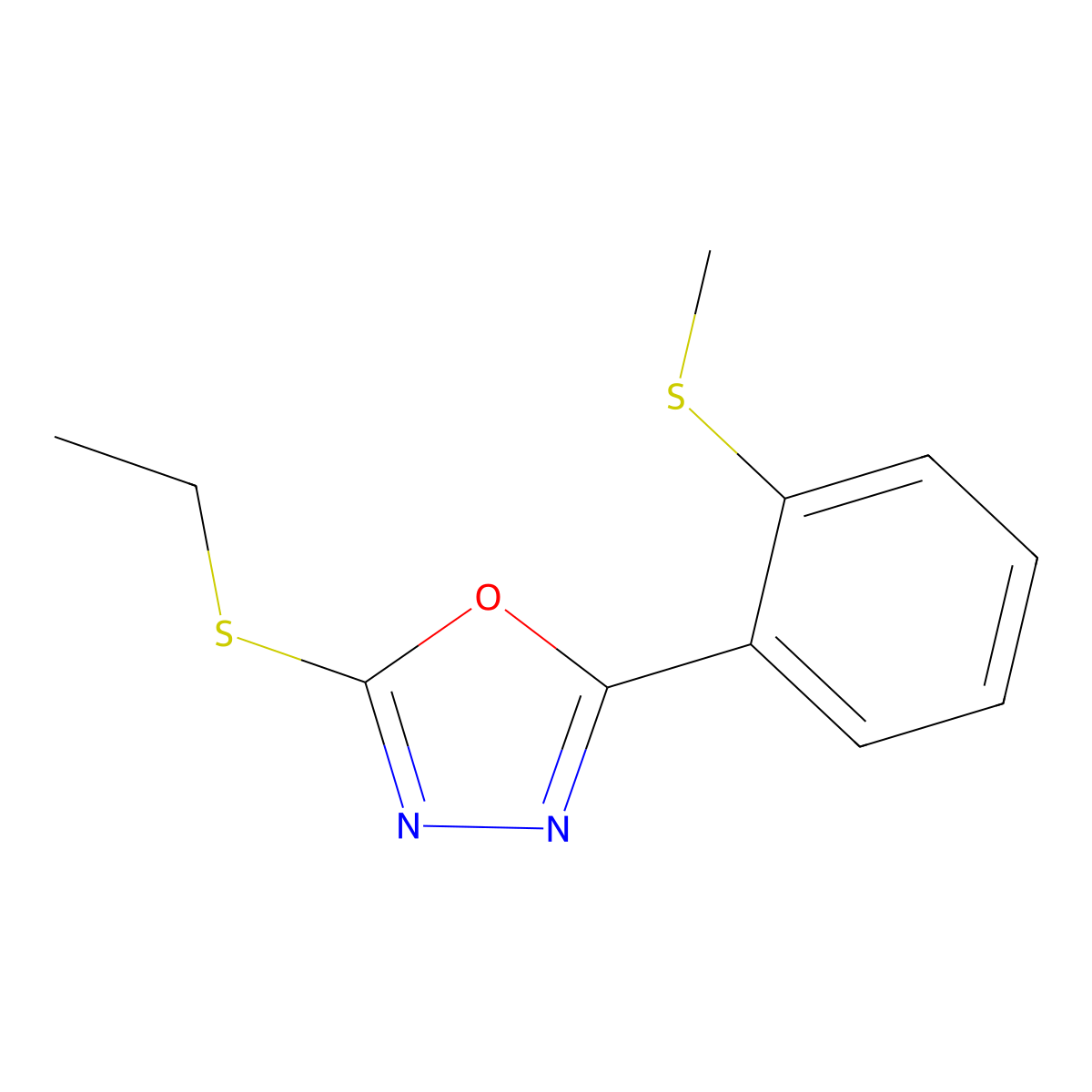 2-(Ethylsulfanyl)-5-[2-(methylsulfanyl)phenyl]-1,3,4-oxadiazole molecular structure, CAS 339015-35-9