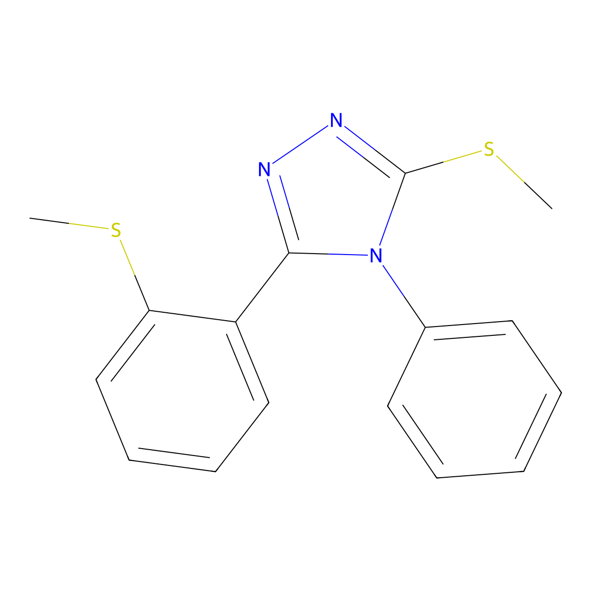 3-(methylsulfanyl)-5-[2-(methylsulfanyl)phenyl]-4-phenyl-4H-1,2,4-triazole molecular structure, CAS 339015-45-1