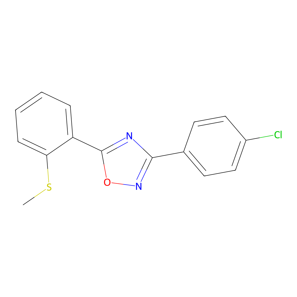 3-(4-Chlorophenyl)-5-[2-(methylsulfanyl)phenyl]-1,2,4-oxadiazole molecular structure, CAS 339015-55-3