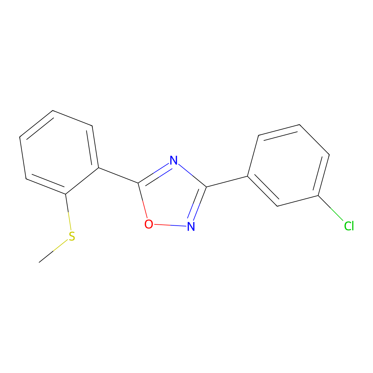 3-(3-Chlorophenyl)-5-[2-(methylsulfanyl)phenyl]-1,2,4-oxadiazole molecular structure, CAS 339015-62-2