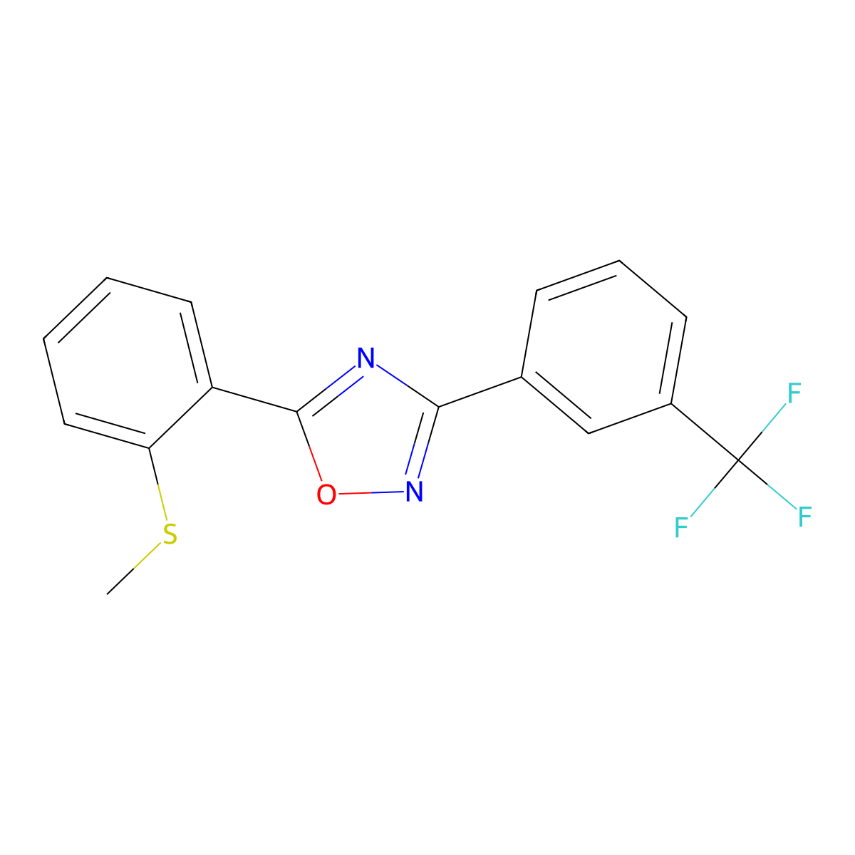 Methyl 2-{3-[3-(trifluoromethyl)phenyl]-1,2,4-oxadiazol-5-yl}phenyl sulfide molecular structure, CAS 339015-63-3