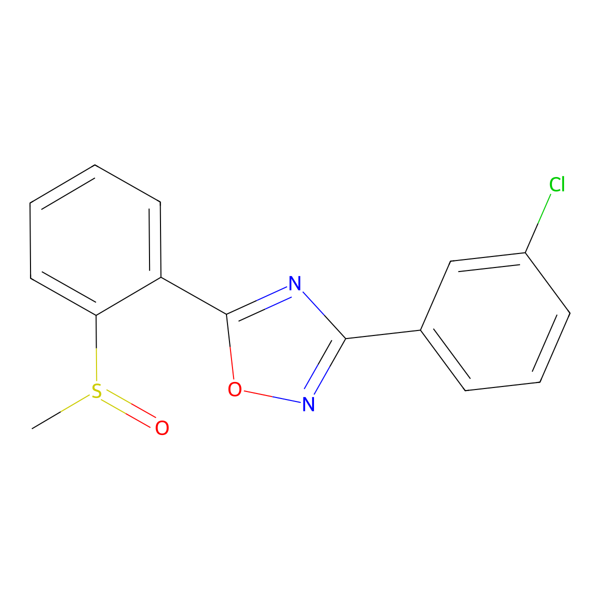 3-(3-Chlorophenyl)-5-[2-(methylsulfinyl)phenyl]-1,2,4-oxadiazole molecular structure, CAS 339015-65-5