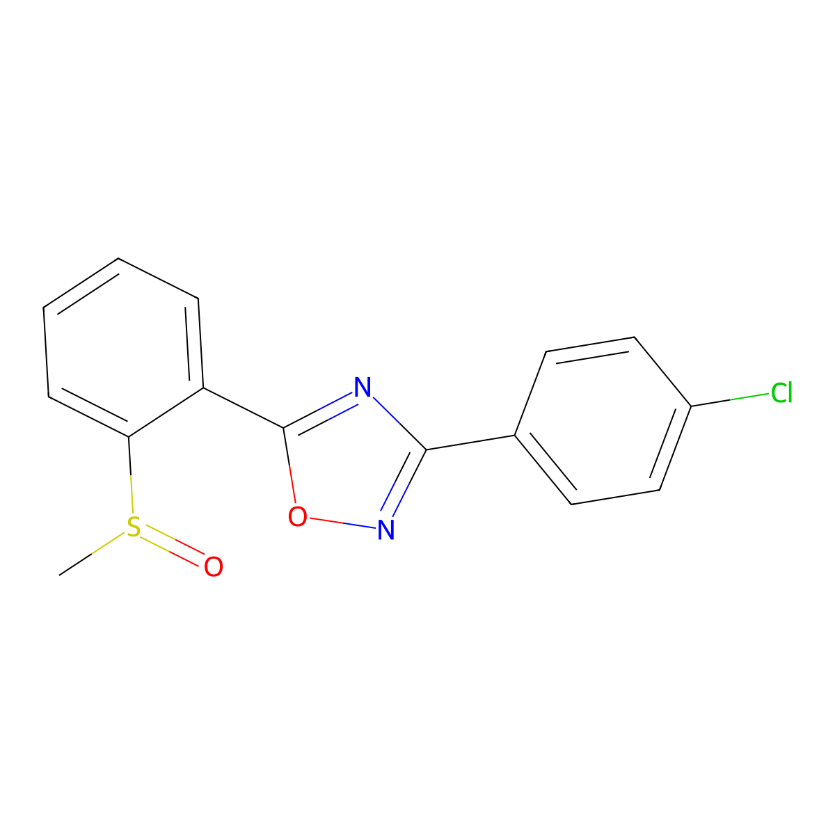 3-(4-Chlorophenyl)-5-[2-(methylsulfinyl)phenyl]-1,2,4-oxadiazole molecular structure, CAS 339015-66-6
