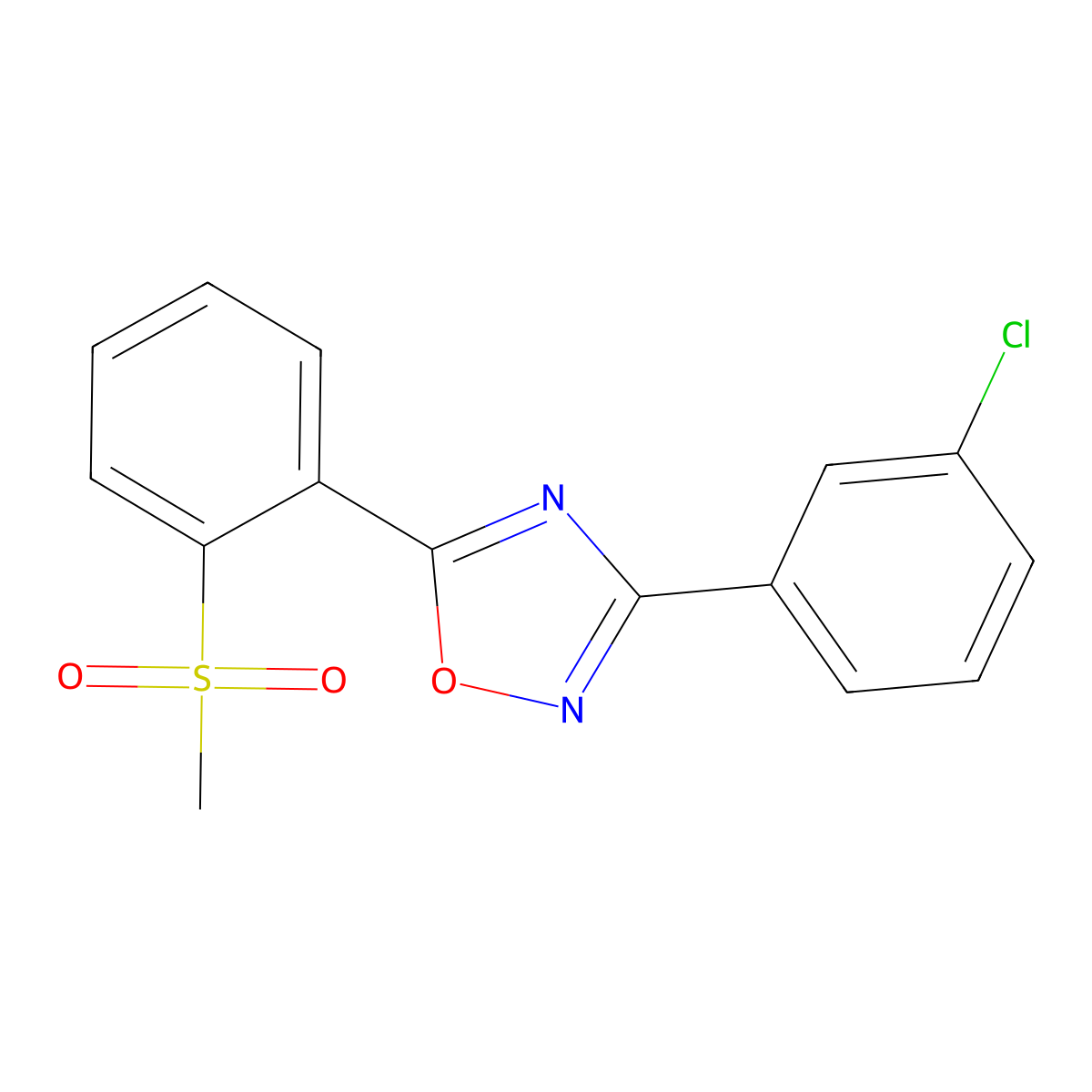 3-(3-Chlorophenyl)-5-[2-(methylsulfonyl)phenyl]-1,2,4-oxadiazole molecular structure, CAS 339015-70-2