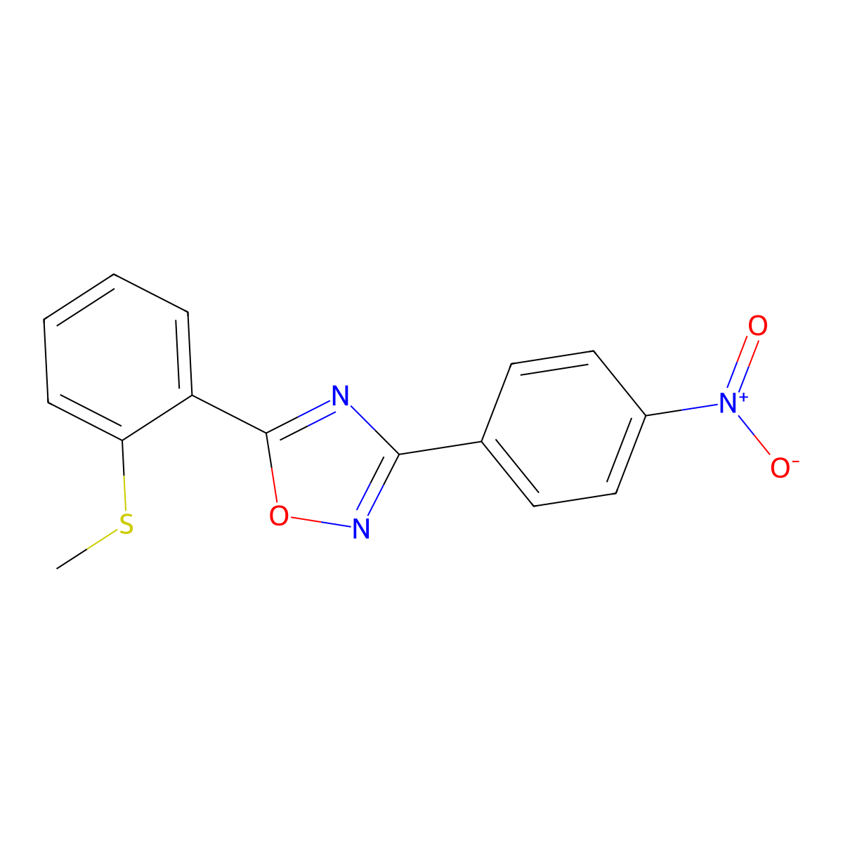 Methyl 2-[3-(4-nitrophenyl)-1,2,4-oxadiazol-5-yl]phenyl sulfide molecular structure, CAS 339015-72-4