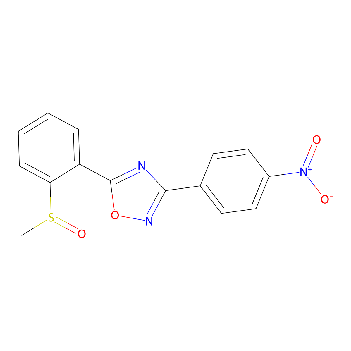 Methyl 2-[3-(4-nitrophenyl)-1,2,4-oxadiazol-5-yl]phenyl sulfoxide molecular structure, CAS 339015-74-6