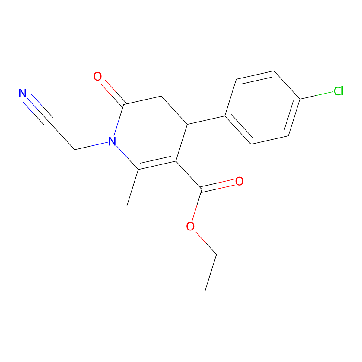 Ethyl 4-(4-chlorophenyl)-1-(cyanomethyl)-2-methyl-6-oxo-1,4,5,6-tetrahydro-3-pyridinecarboxylate molecular structure, CAS 339015-76-8
