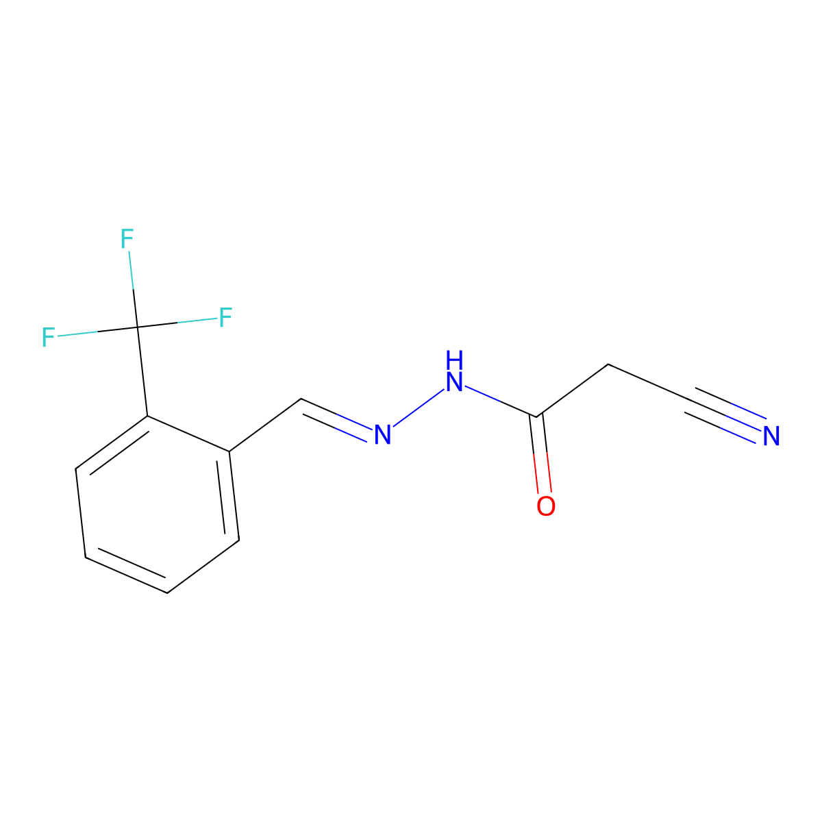 2-cyano-N'-{[2-(trifluoromethyl)phenyl]methylene}acetohydrazide molecular structure, CAS 339015-88-2