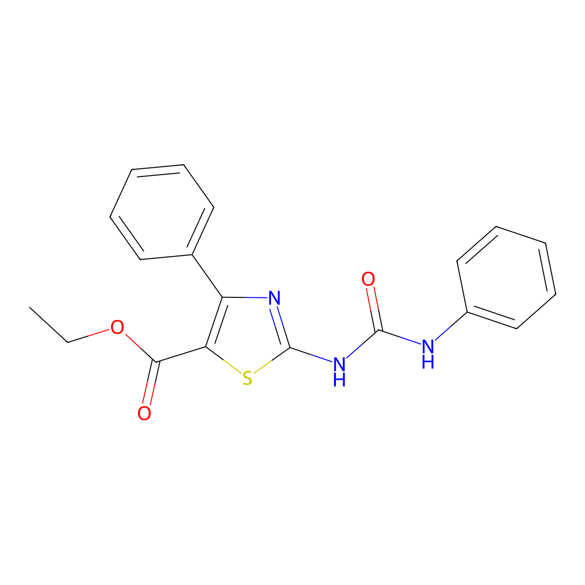 Ethyl 2-[(anilinocarbonyl)amino]-4-phenyl-1,3-thiazole-5-carboxylate molecular structure, CAS 339015-94-0