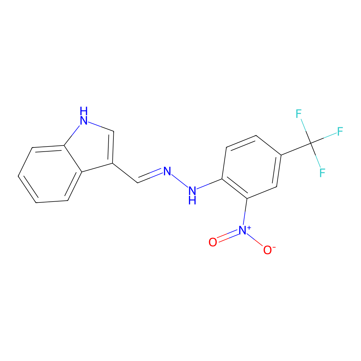 3-[(1E)-{2-[2-nitro-4-(trifluoromethyl)phenyl]hydrazin-1-ylidene}methyl]-1H-indole molecular structure, CAS 339016-00-1