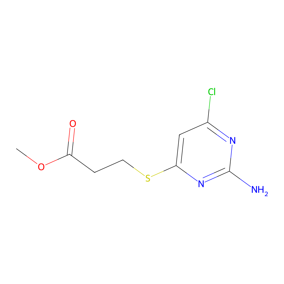 Methyl 3-(2-amino-6-chloropyrimidin-4-ylthio)propanoate molecular structure, CAS 339016-01-2
