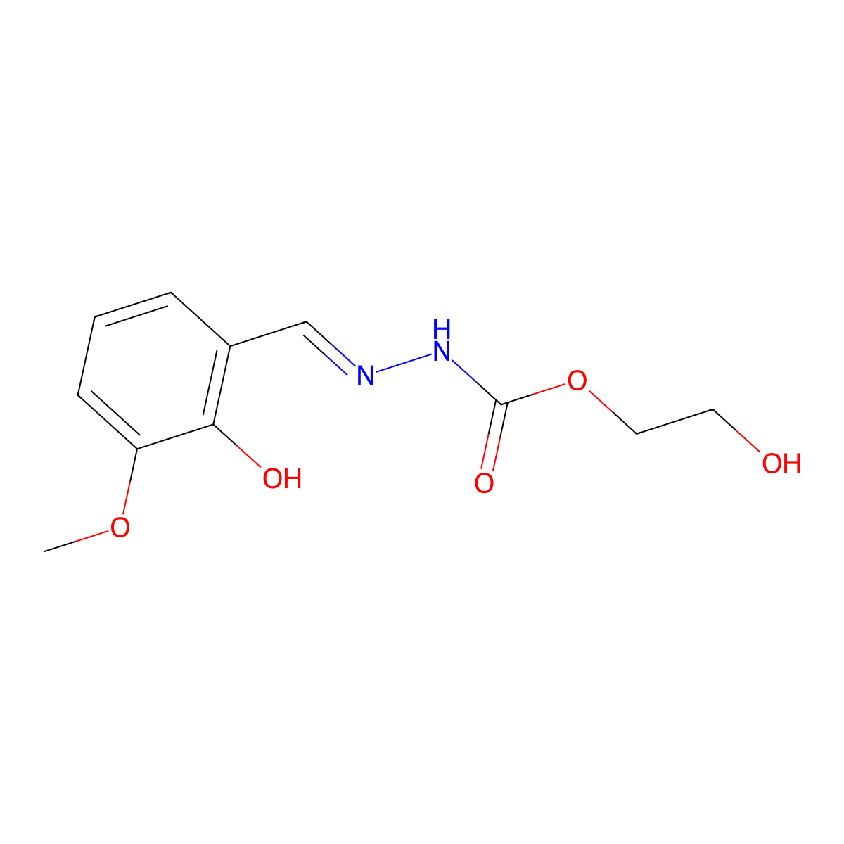 2-Hydroxyethyl 2-[(2-hydroxy-3-methoxyphenyl)methylene]-1-hydrazinecarboxylate molecular structure, CAS 339016-13-6