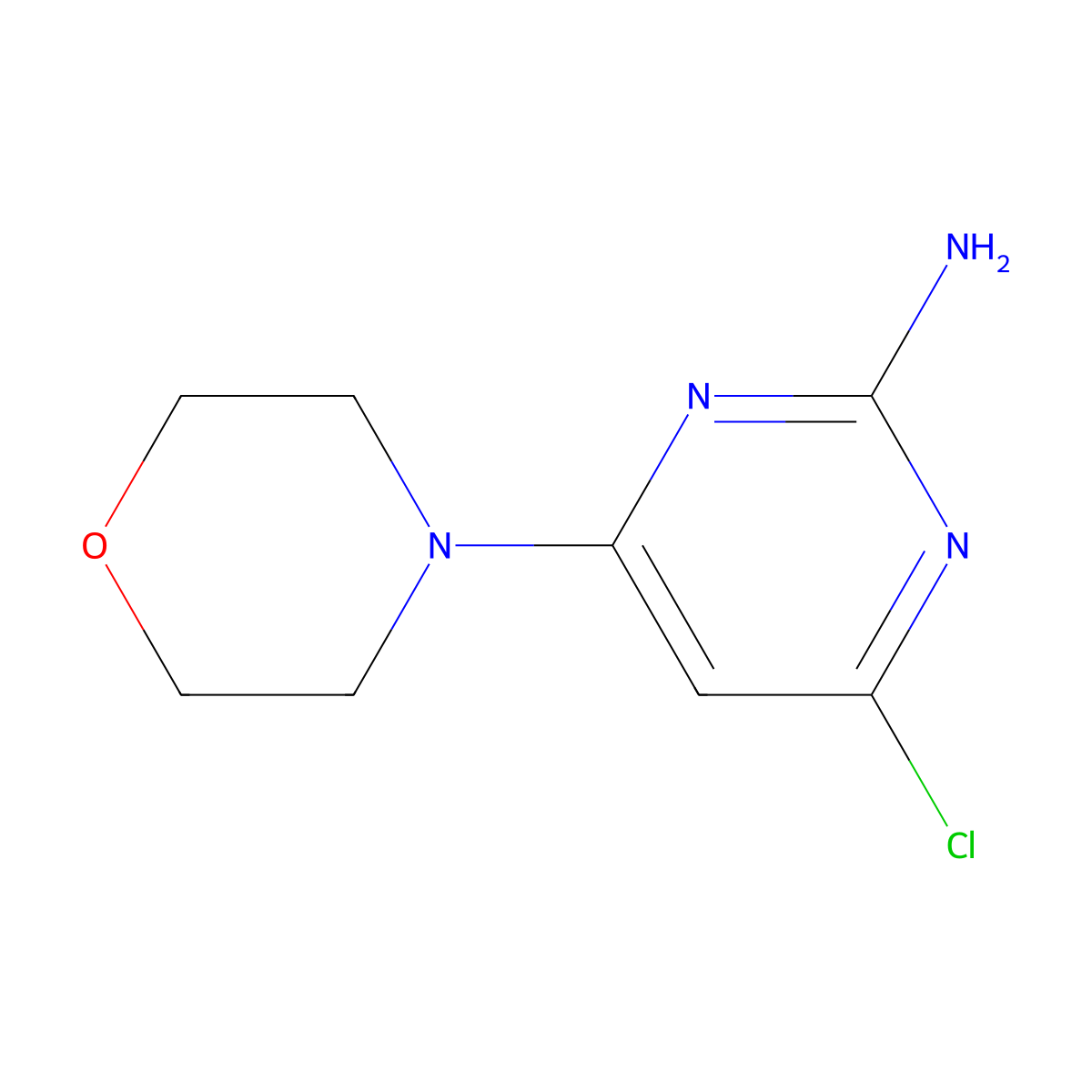 4-Chloro-6-(morpholin-4-yl)pyrimidin-2-amine molecular structure, CAS 339016-18-1