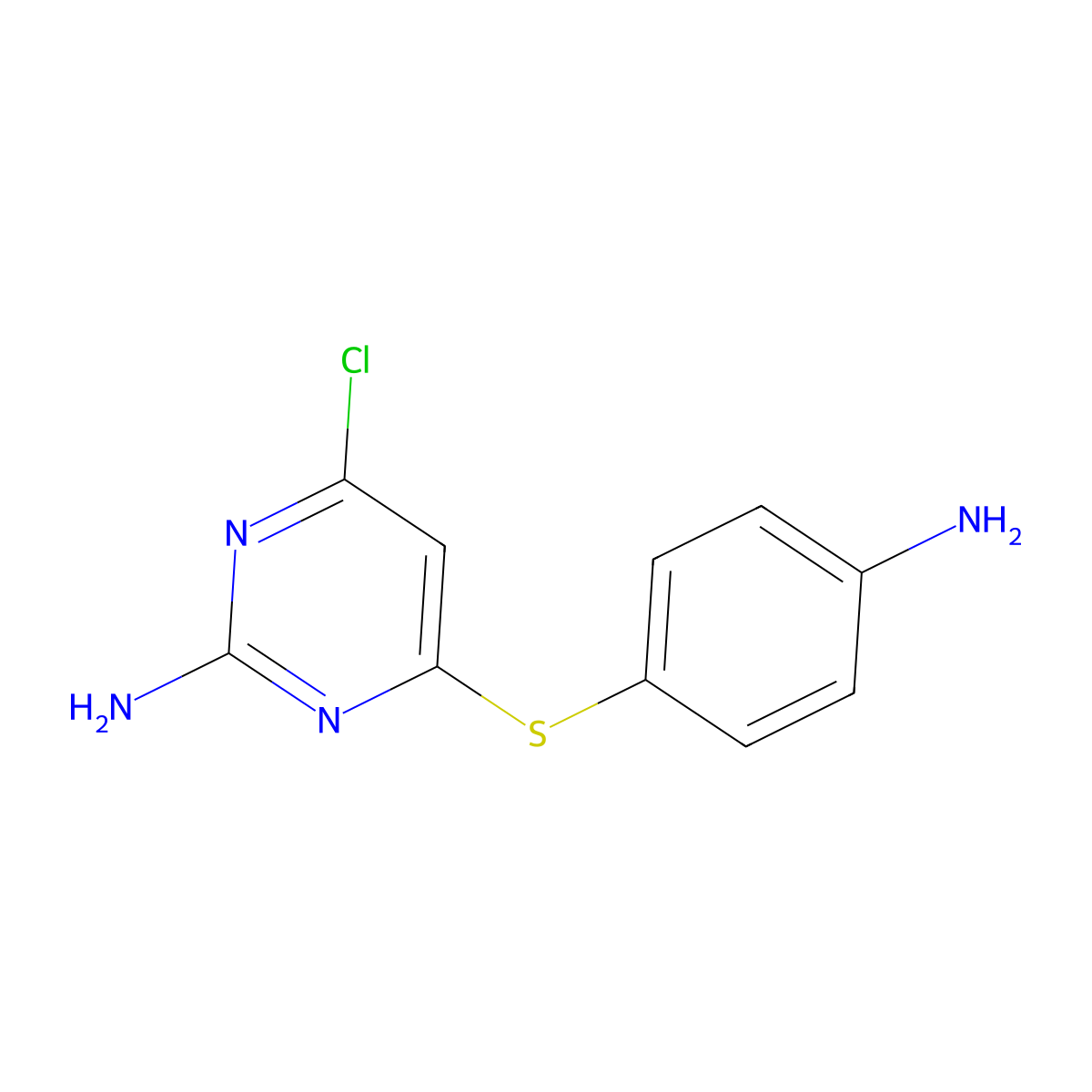 4-[(4-Aminophenyl)sulfanyl]-6-chloro-2-pyrimidinamine molecular structure, CAS 339016-19-2