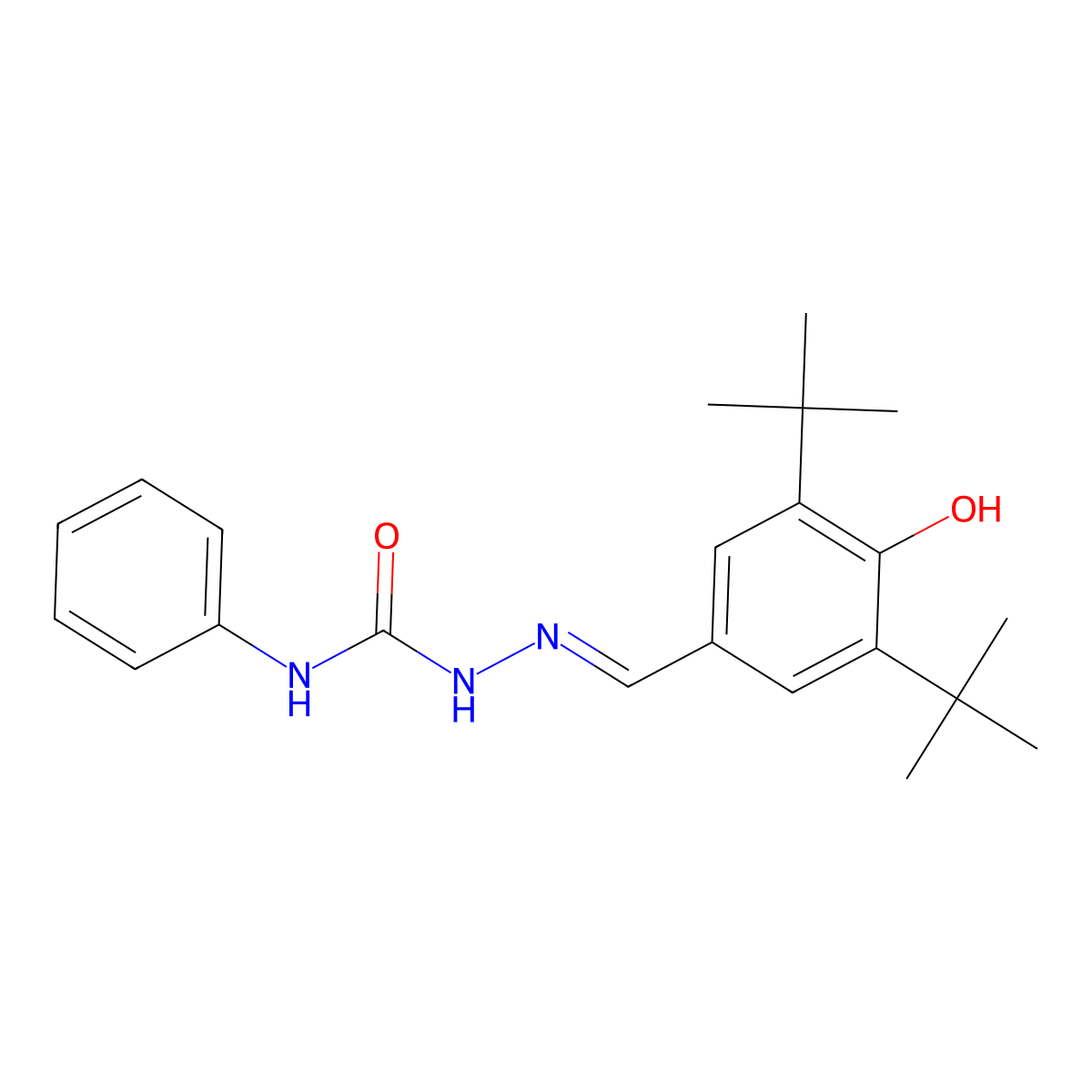 2-{[3,5-di(tert-butyl)-4-hydroxyphenyl]methylene}-N-phenyl-1-hydrazinecarboxamide molecular structure, CAS 339016-25-0